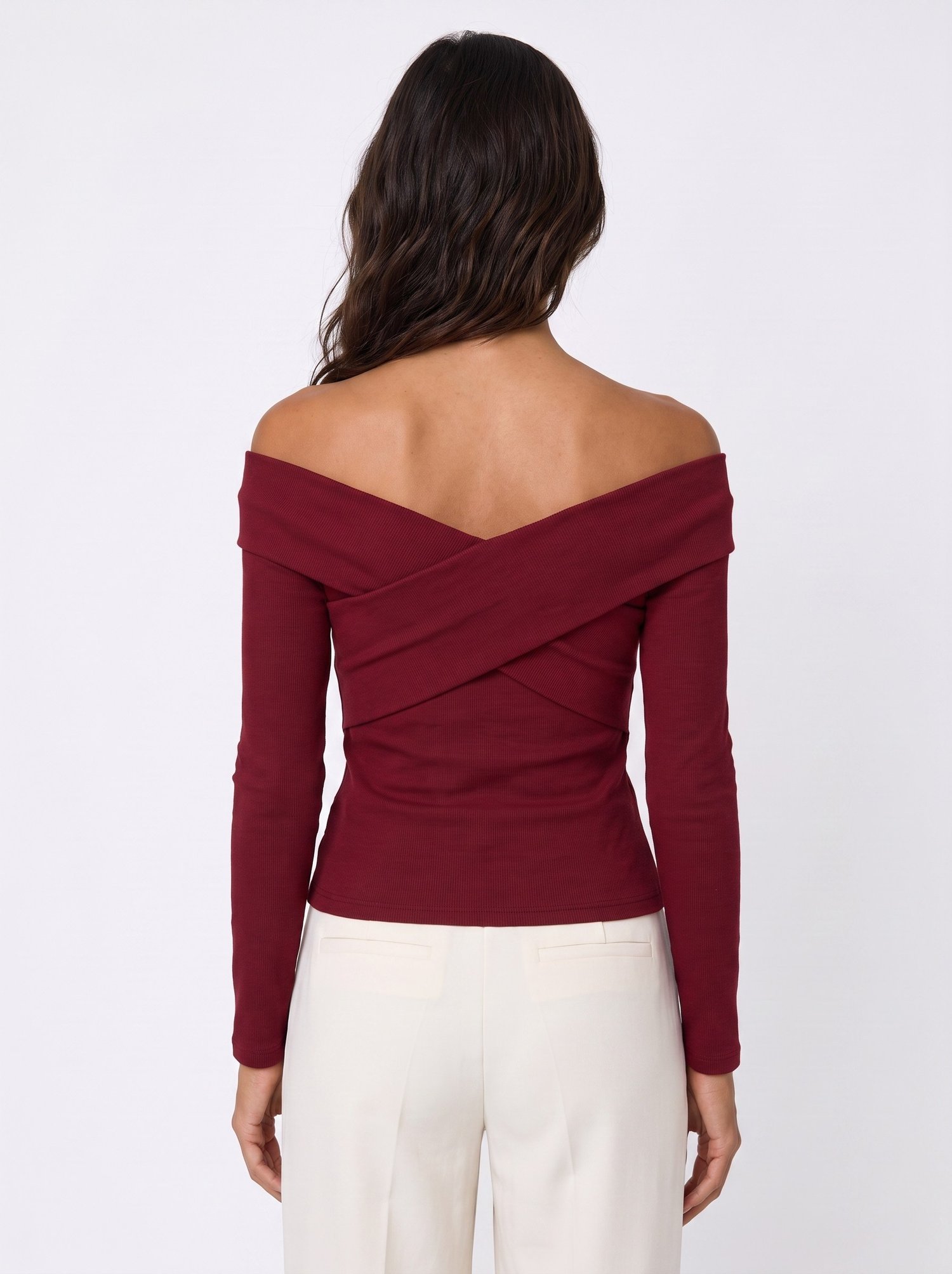 Bordo Çapraz Yaka Ottoman Bluz
