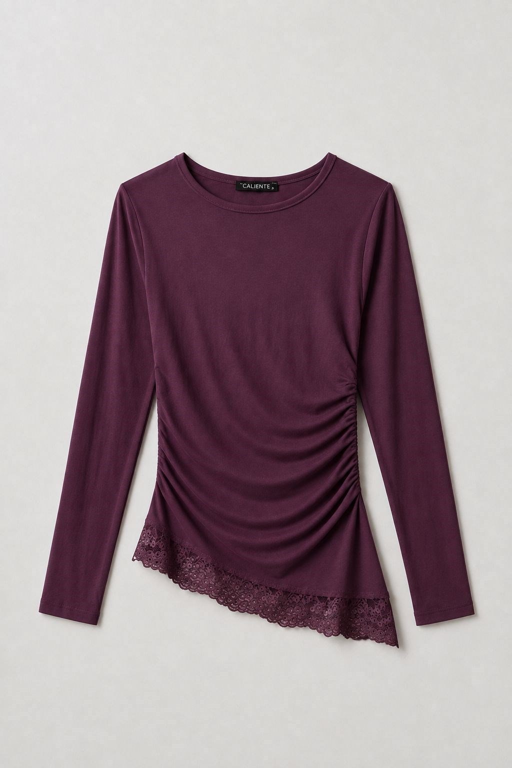 Bordo Dantel Detaylı Bluz