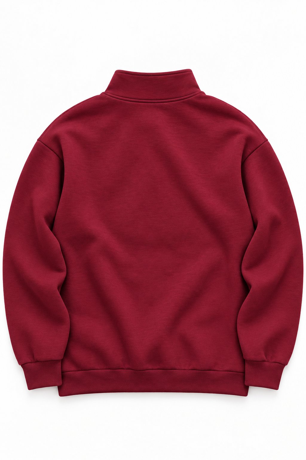 Bordo Fermuarlı Baskılı Sweatshirt