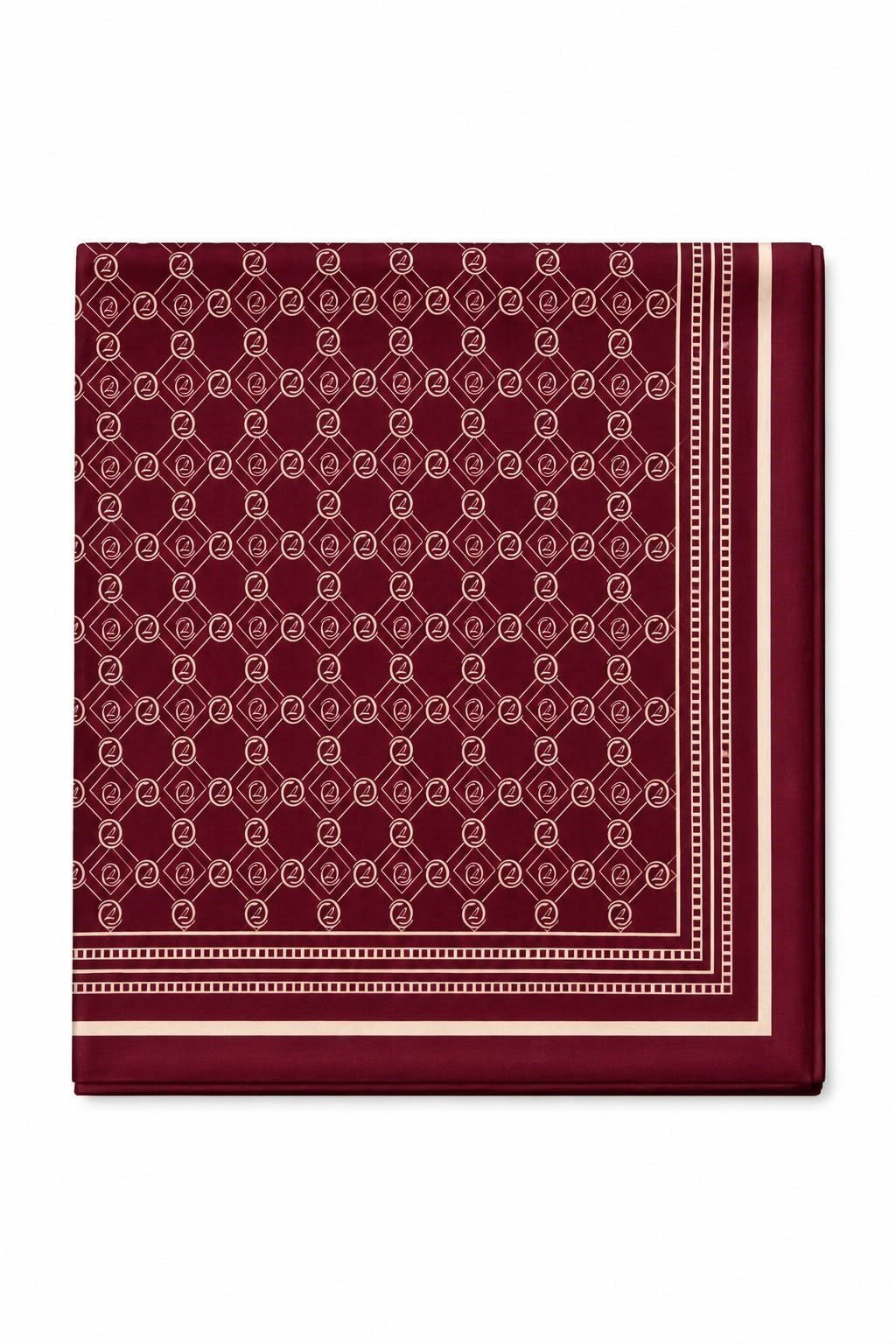 Bordo Monogram Desenli Şal