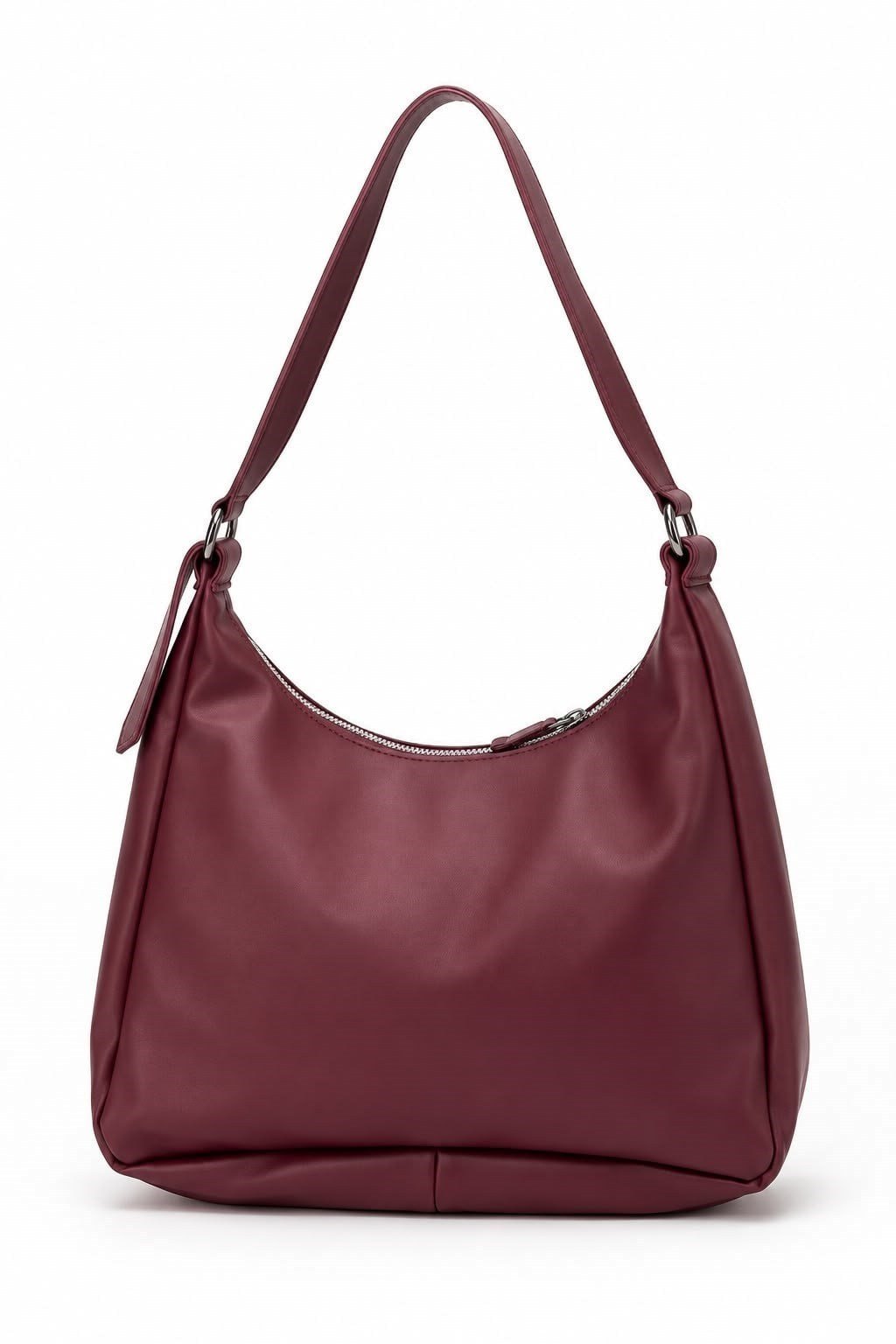 Bordo Oval Omuz Askılı Çanta