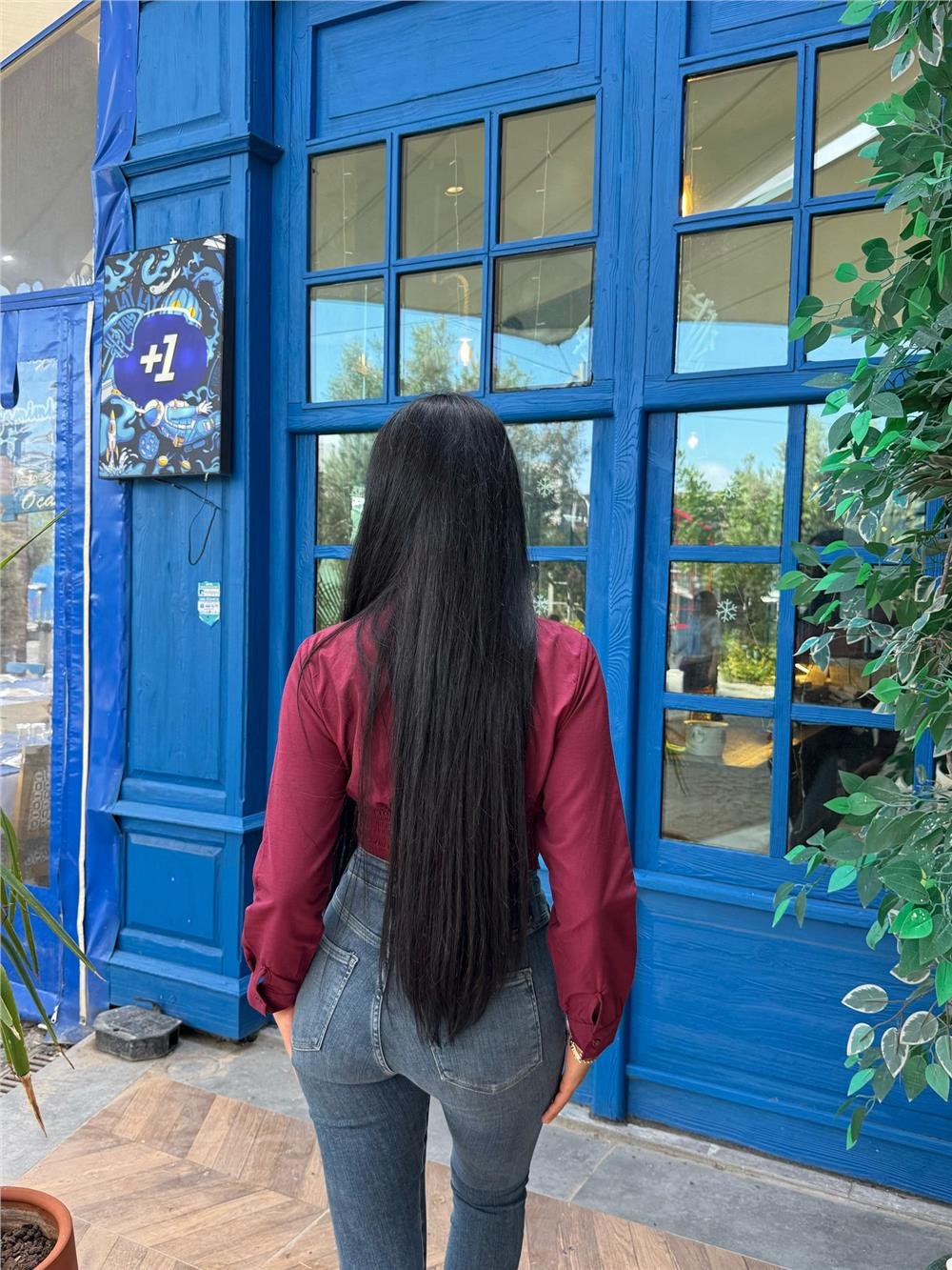 Bordo Pamuk Polyester Parçalı Gömlek