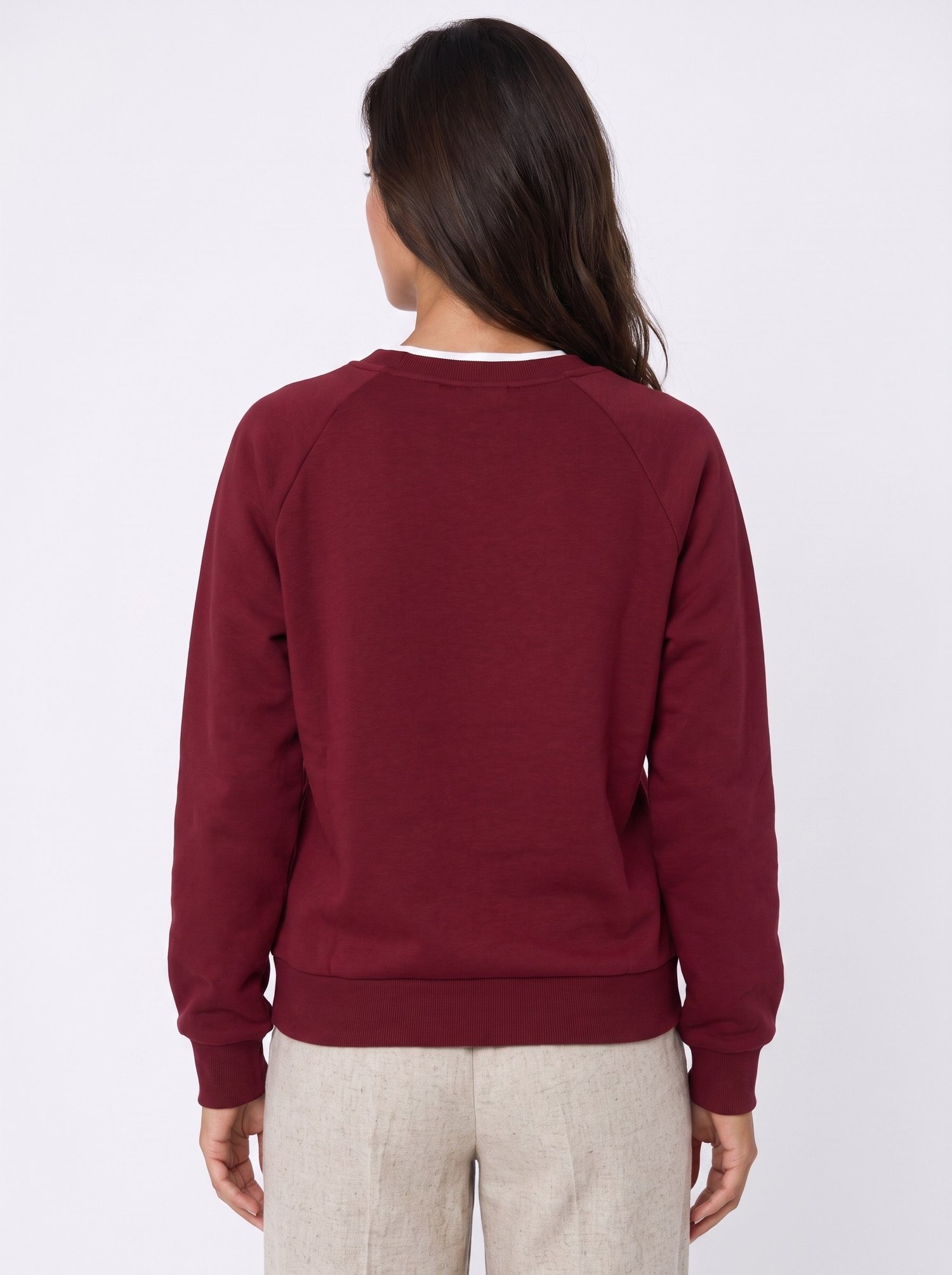 Bordo Yakası Garnili Sweatshirt