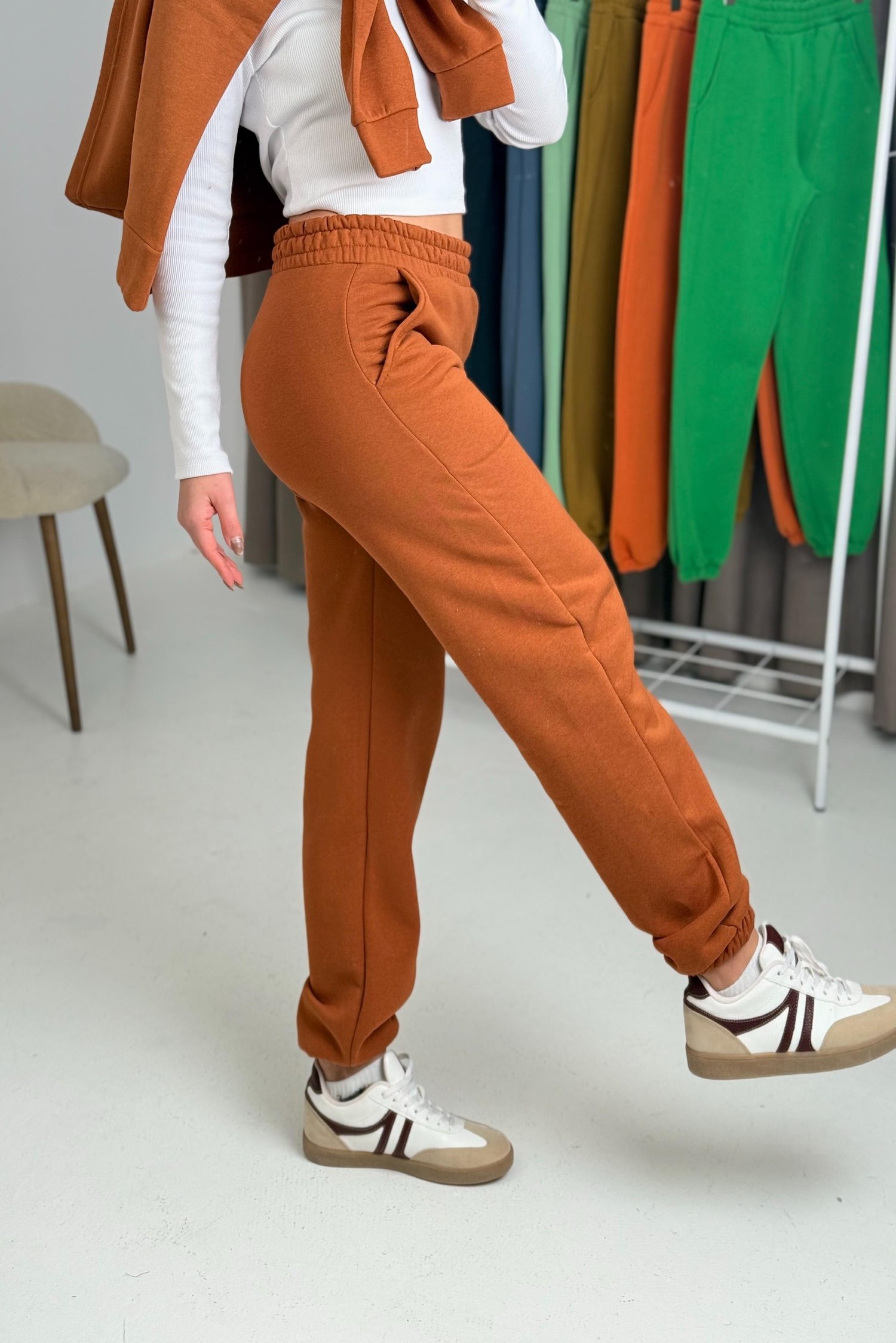 Camel Şardonlu Üç İplik Pantolon