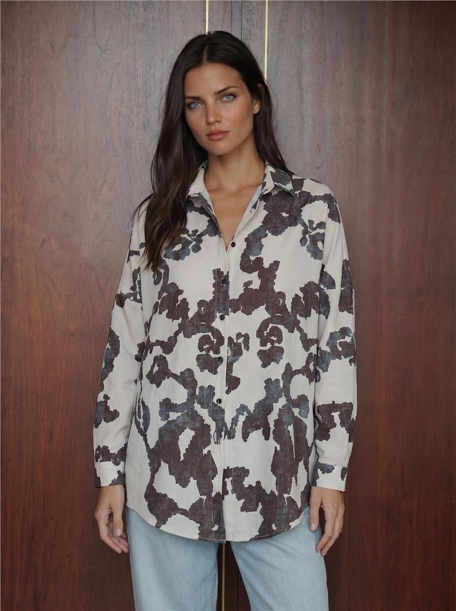 3900 Oversize Uzun Basic Gömlek - D. Siyah