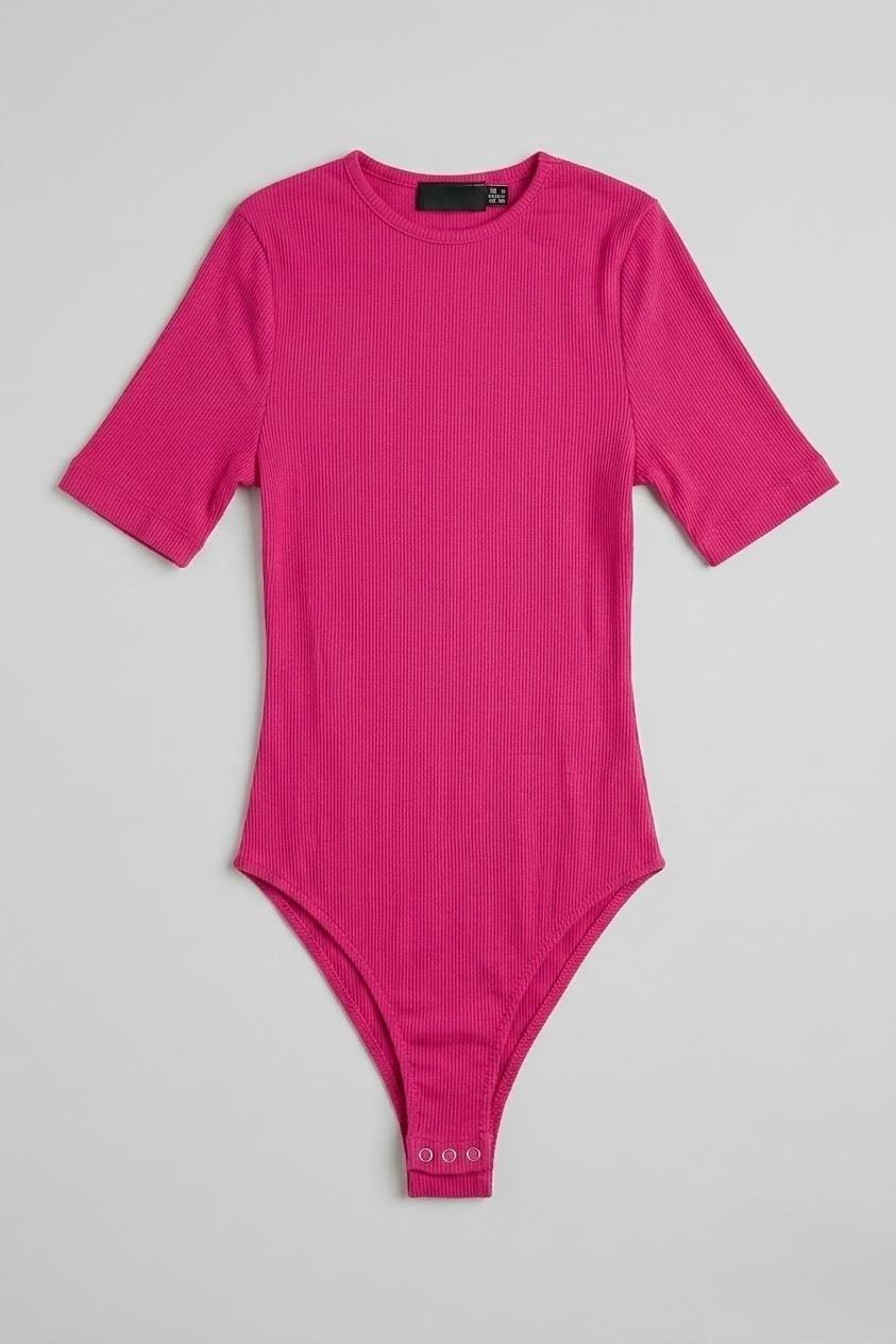 Fuşya Kısa Kollu Çıtçıtlı Body
