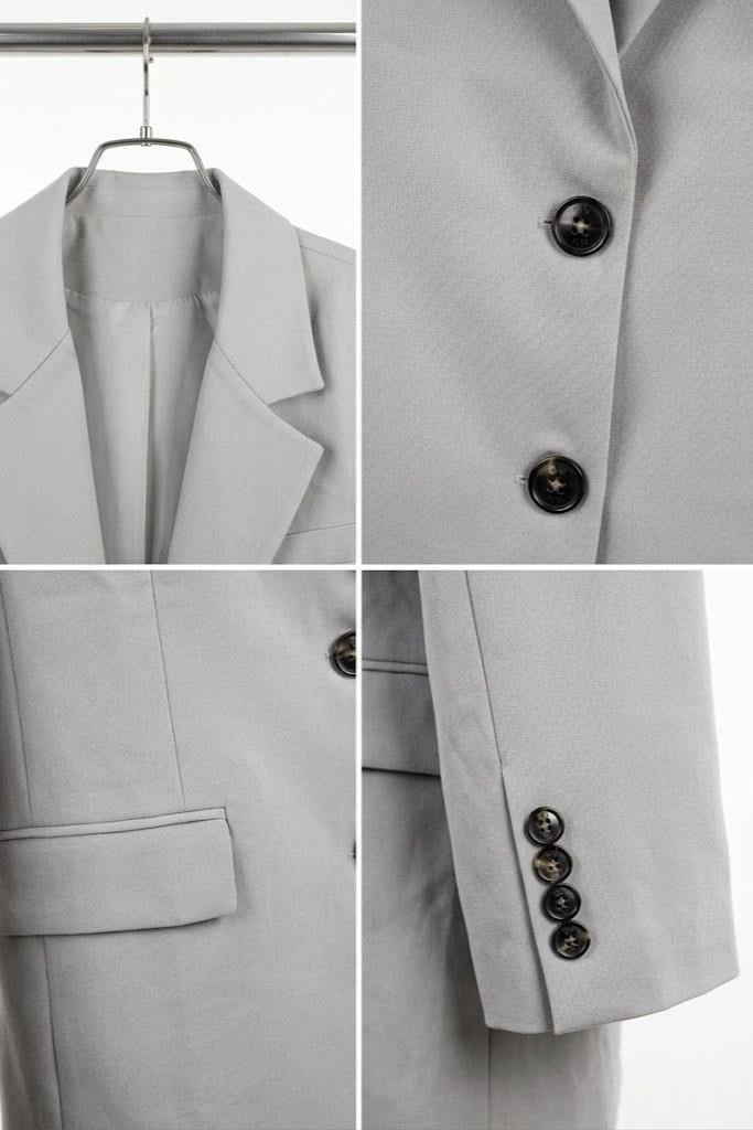 Gri Kruvaze Yaka Blazer Ceket