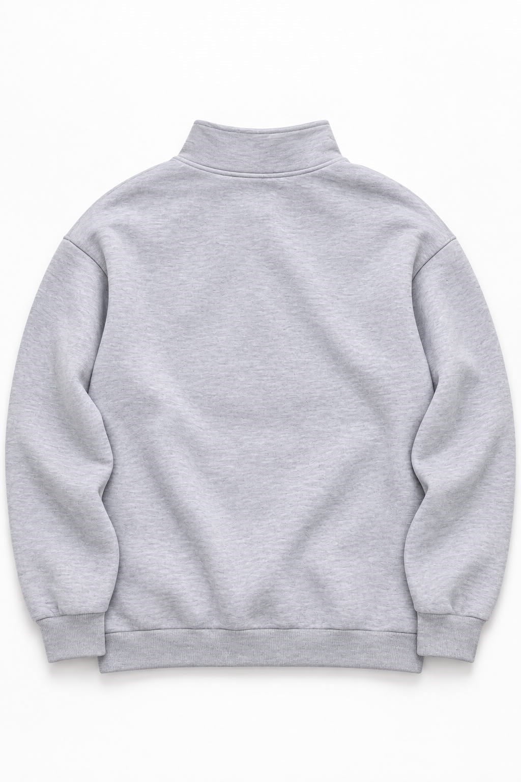 Gri Yarım Fermuarlı Baskılı Sweatshirt