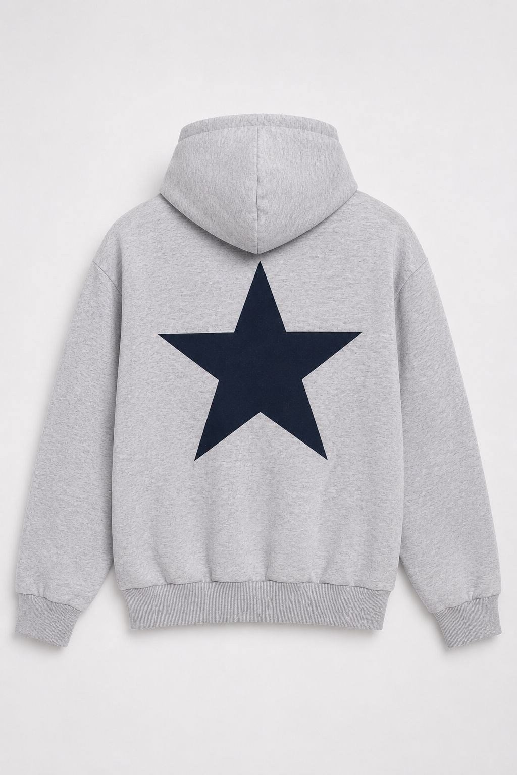 Gri Yıldız Baskılı Kapüşonlu Sweatshirt