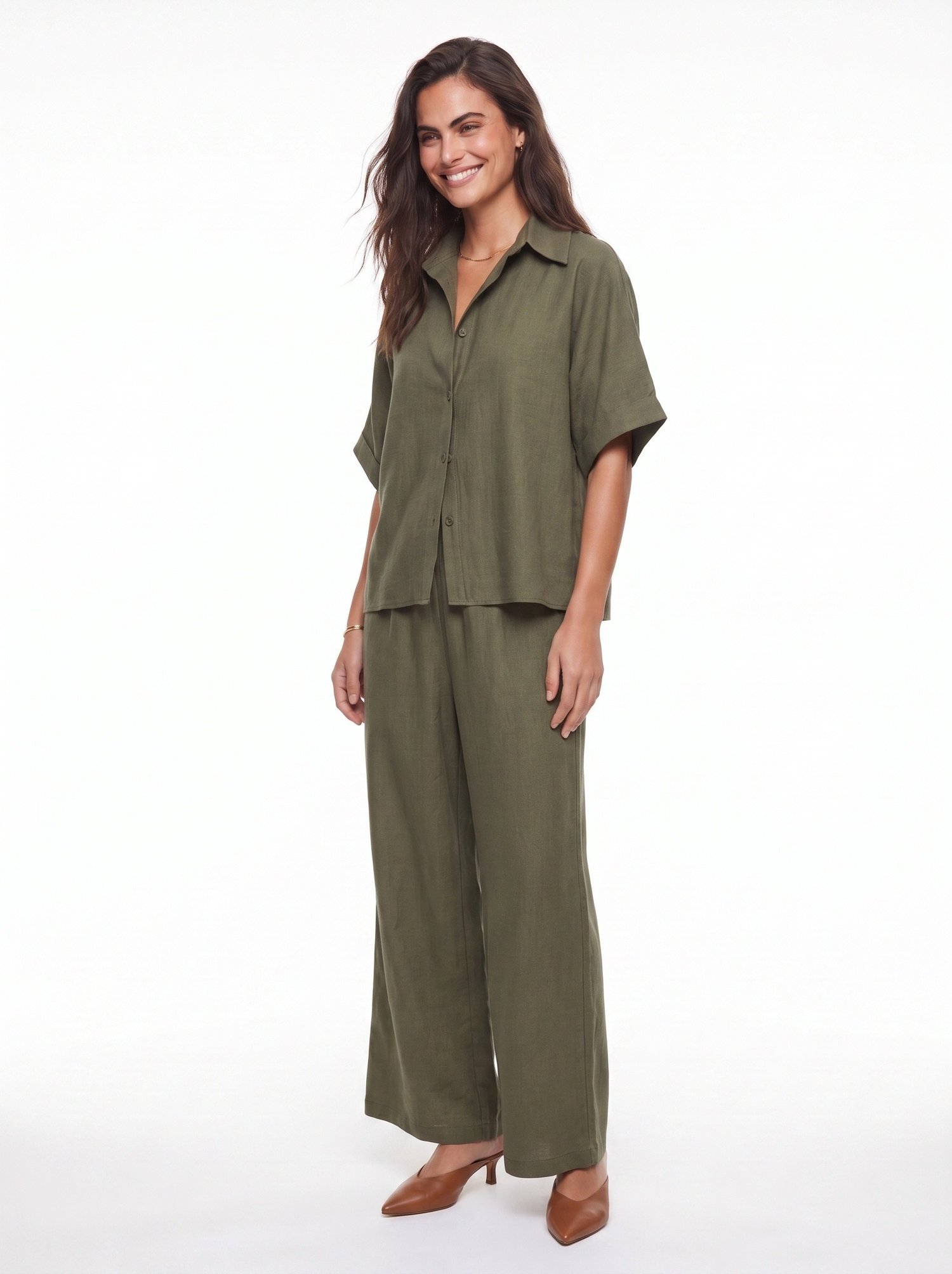 Haki Oversize Geniş Paça Takım