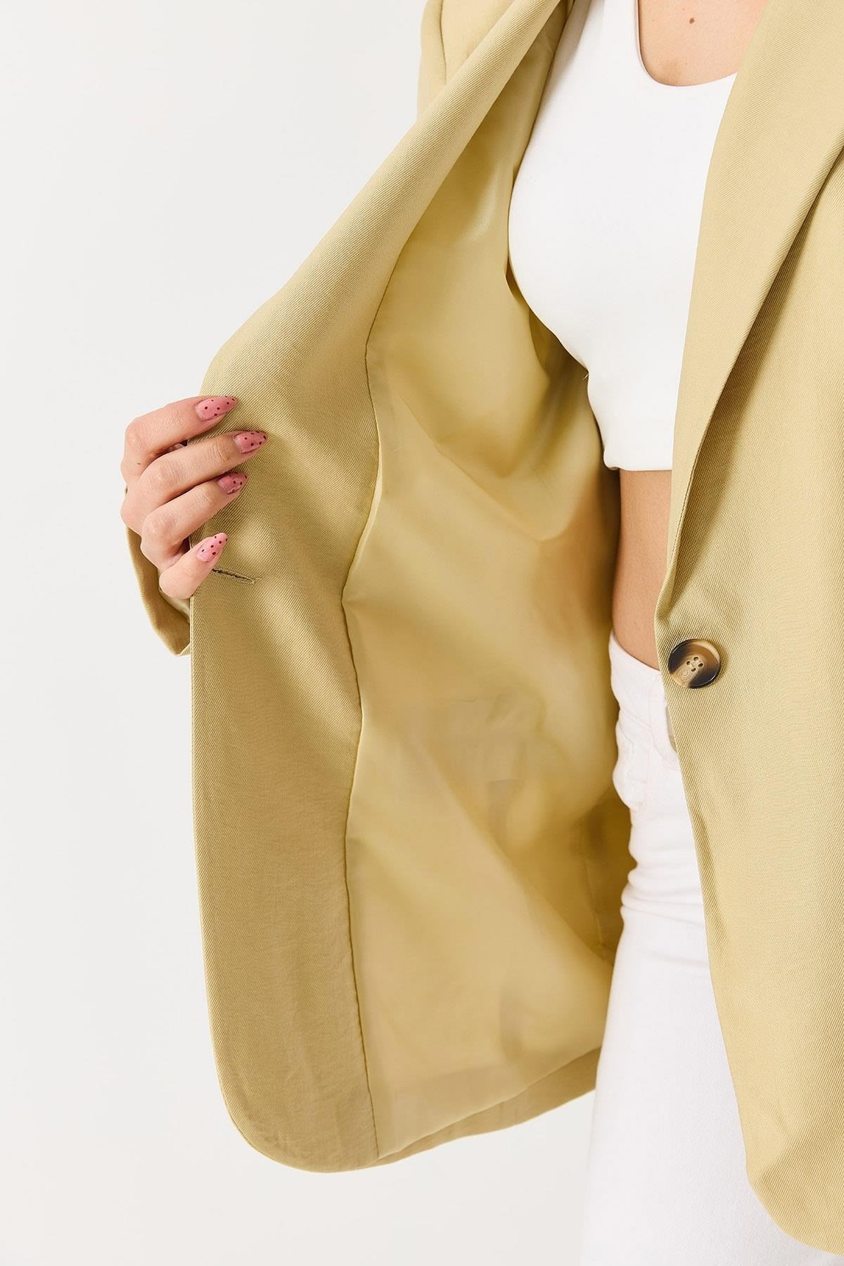 Hardal Oversize Astarlı Blazer Ceket