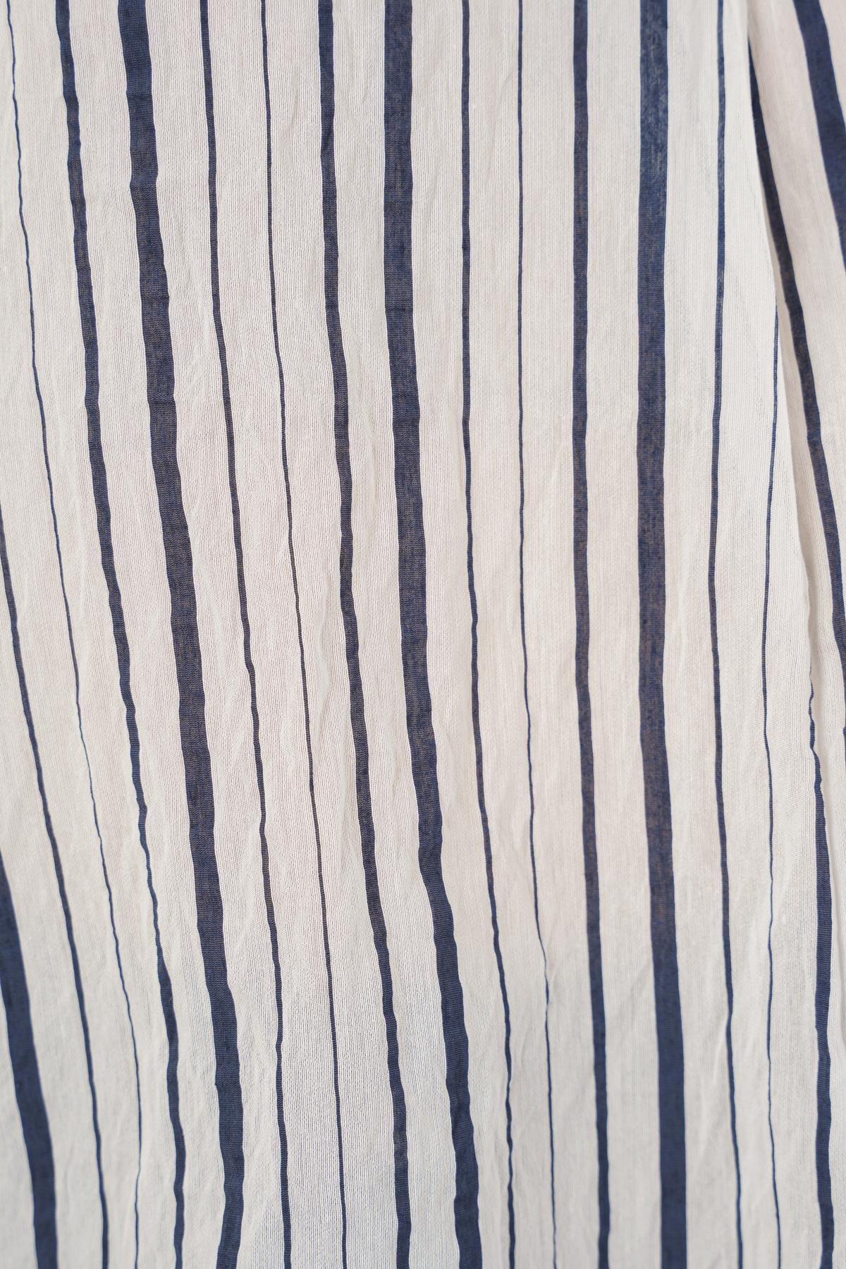 Kadın Çizgili Oversize Bluz 967 - F.Lacivert