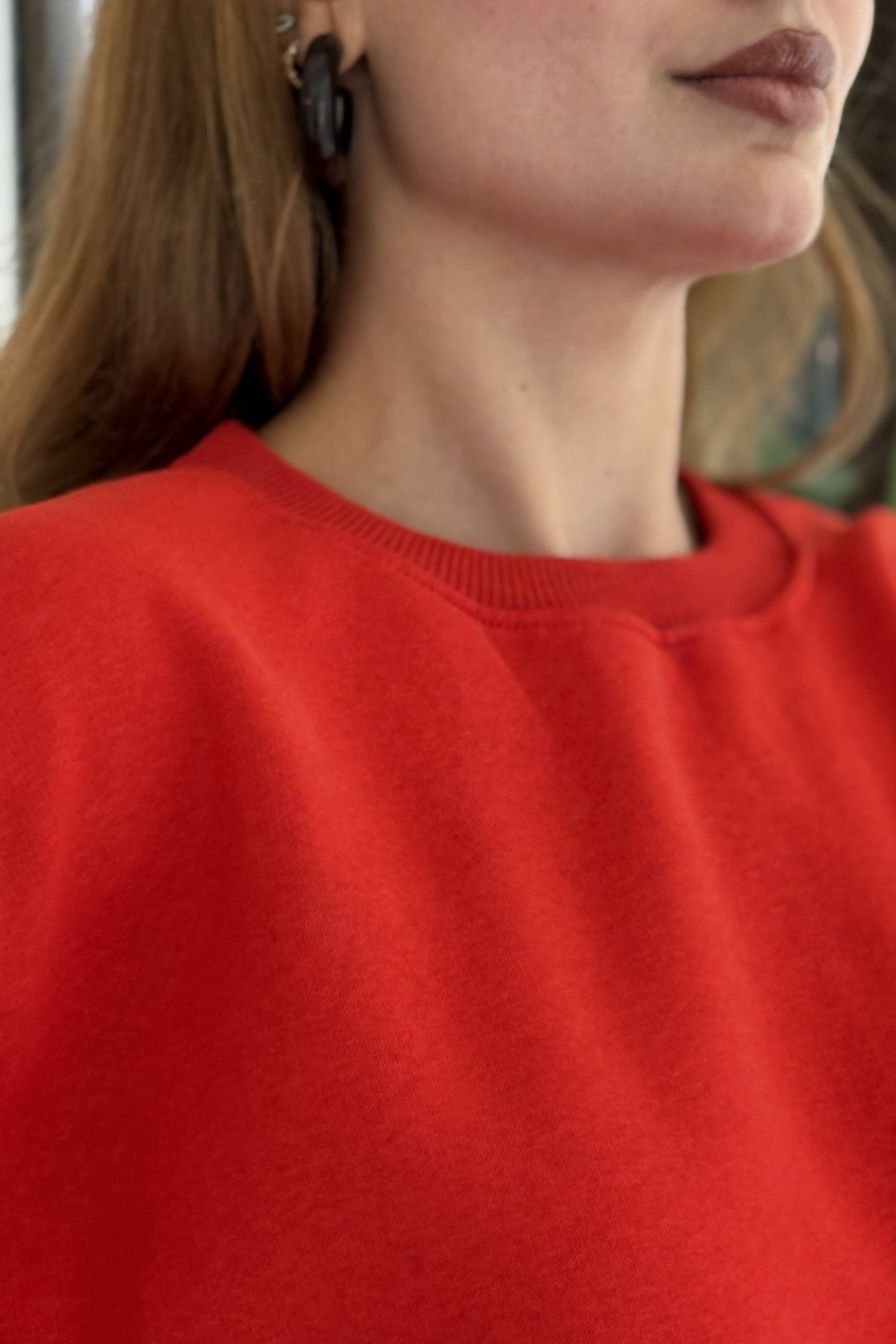 Kırmızı Bisiklet Yaka Sweatshirt