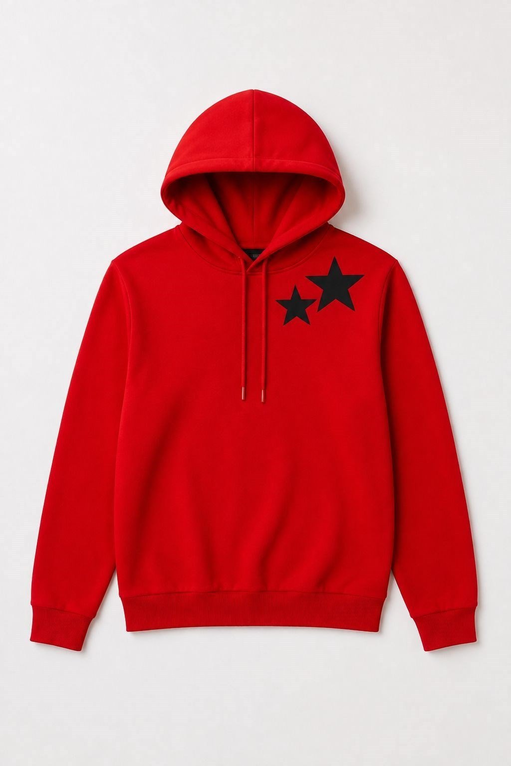 Kırmızı Kapüşonlu Yıldız Baskılı Sweatshirt