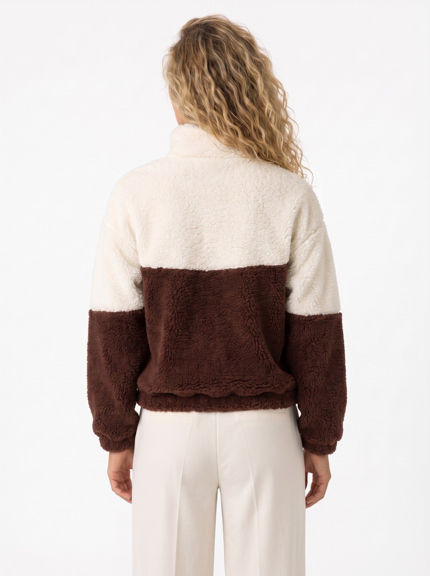Krem Fermuarlı Welsoft Sweatshirt