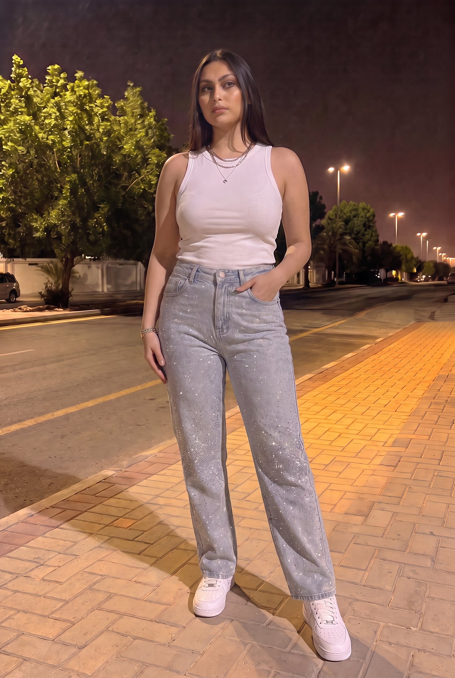 KRY DİZİ TAŞLI KOT PANT