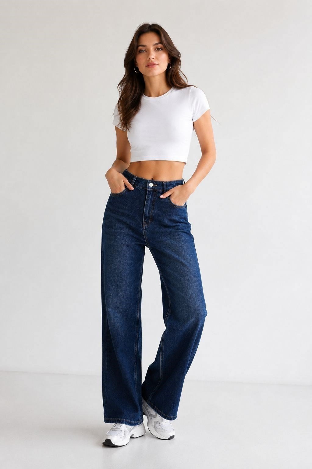 Lacivert İspanyol Paça Jeans