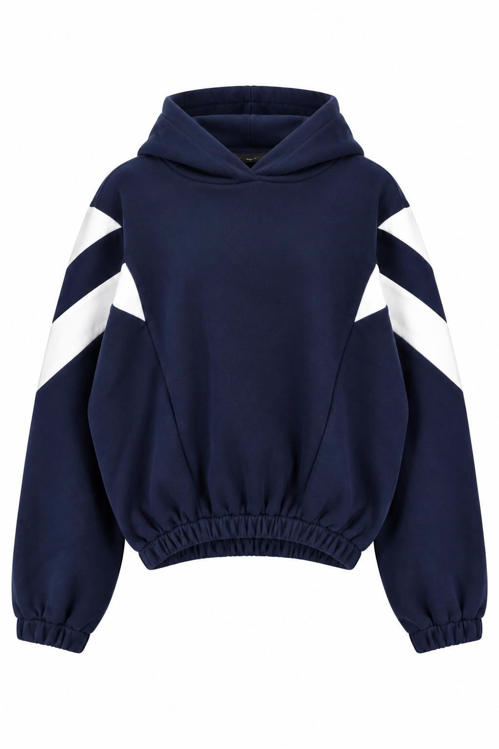 Lacivert Kapüşonlu Beli Lastikli Sweatshirt