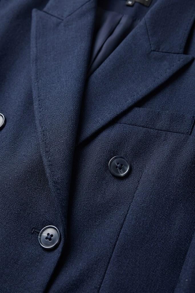 Lacivert Oversize Düğmeli Blazer Ceket