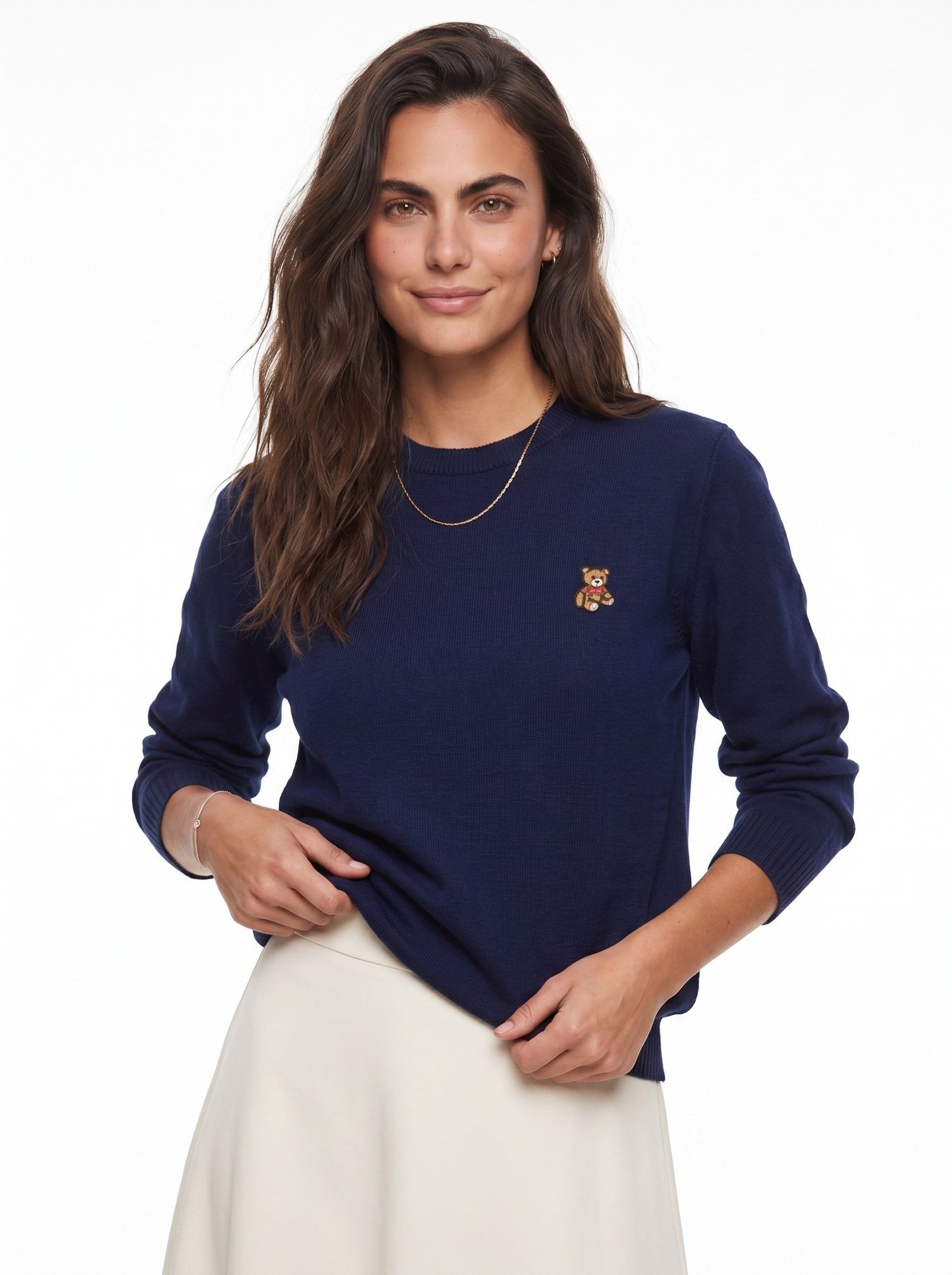 Lacivert Teddy Nakışlı Basic Kazak