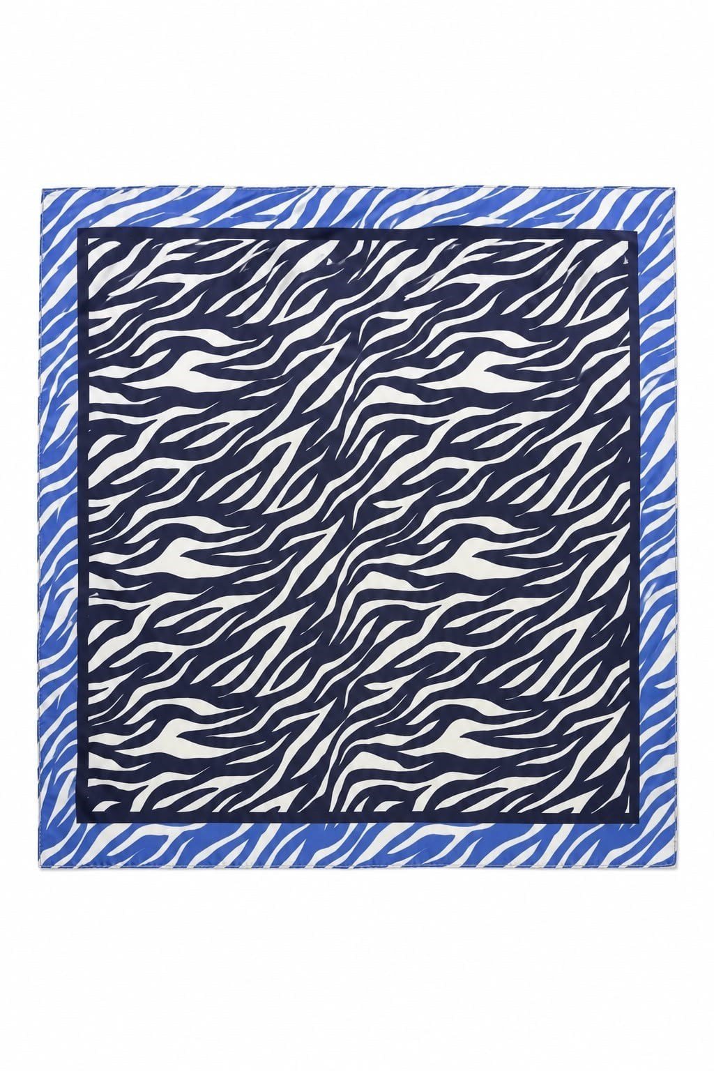 Lacivert Zebra Desenli Şal