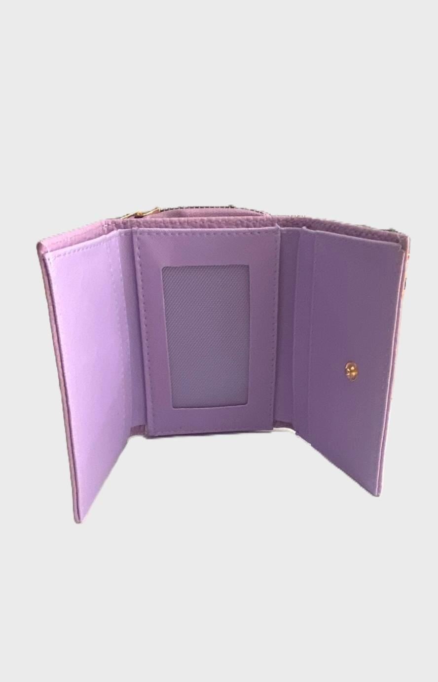 Lila Fermuarlı Kapaklı Mini Cüzdan