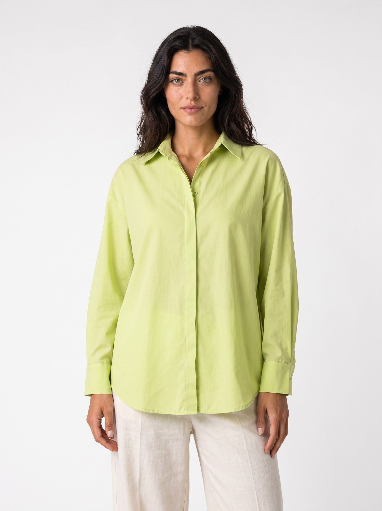 Lime Oversize Basic Gömlek