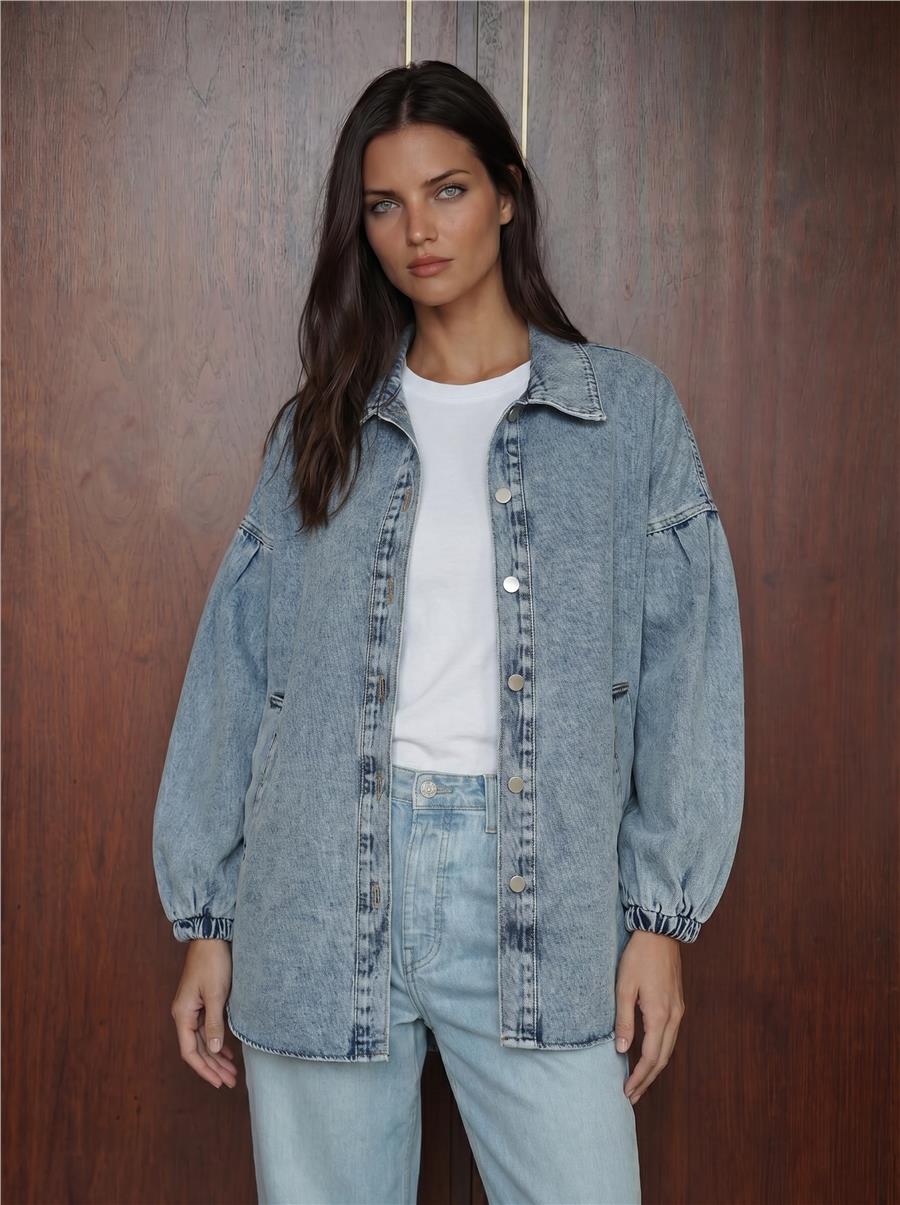 Mavi Balon Kollu Denim Ceket