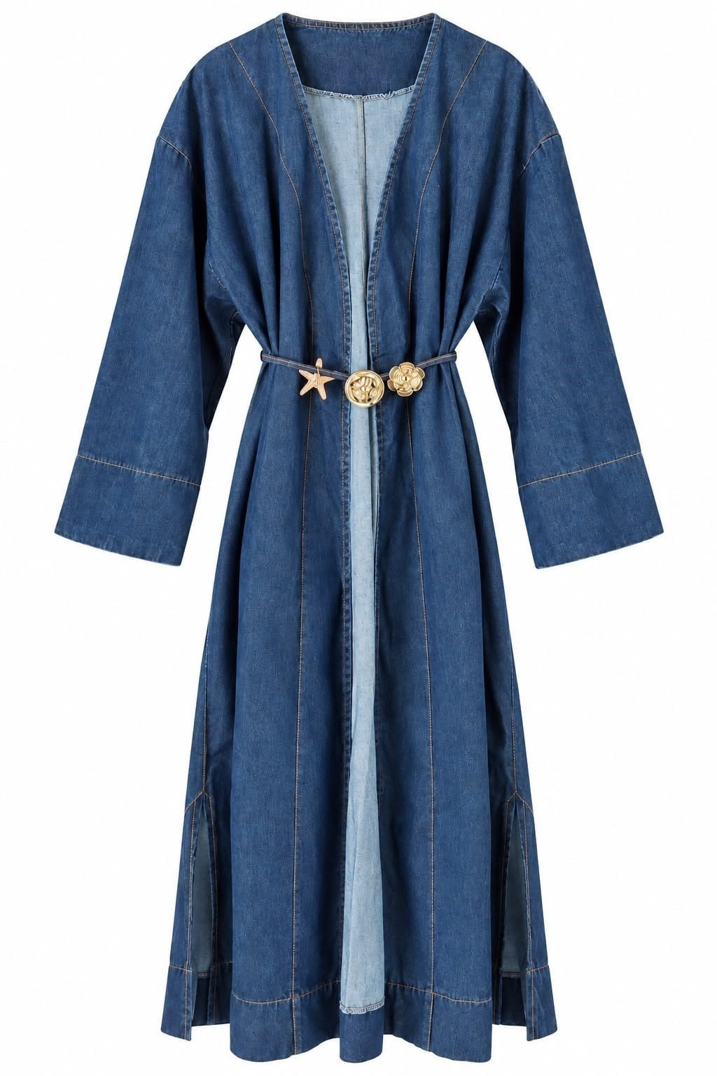 Mavi Charm Detaylı Jean Abaya