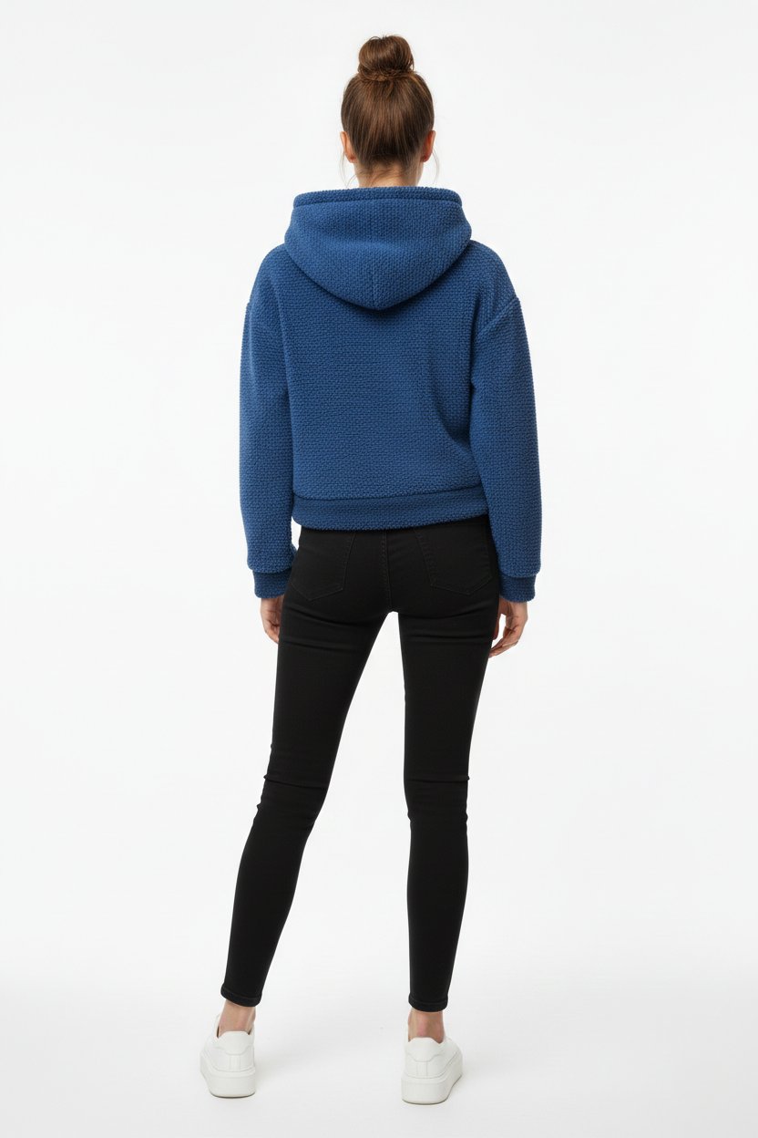 Mavi Kapüşonlu Welsoft Sweatshirt