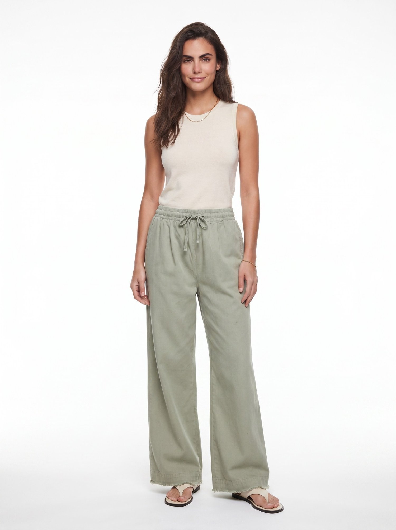 Mint Beli Lastikli Palazzo Pantolon