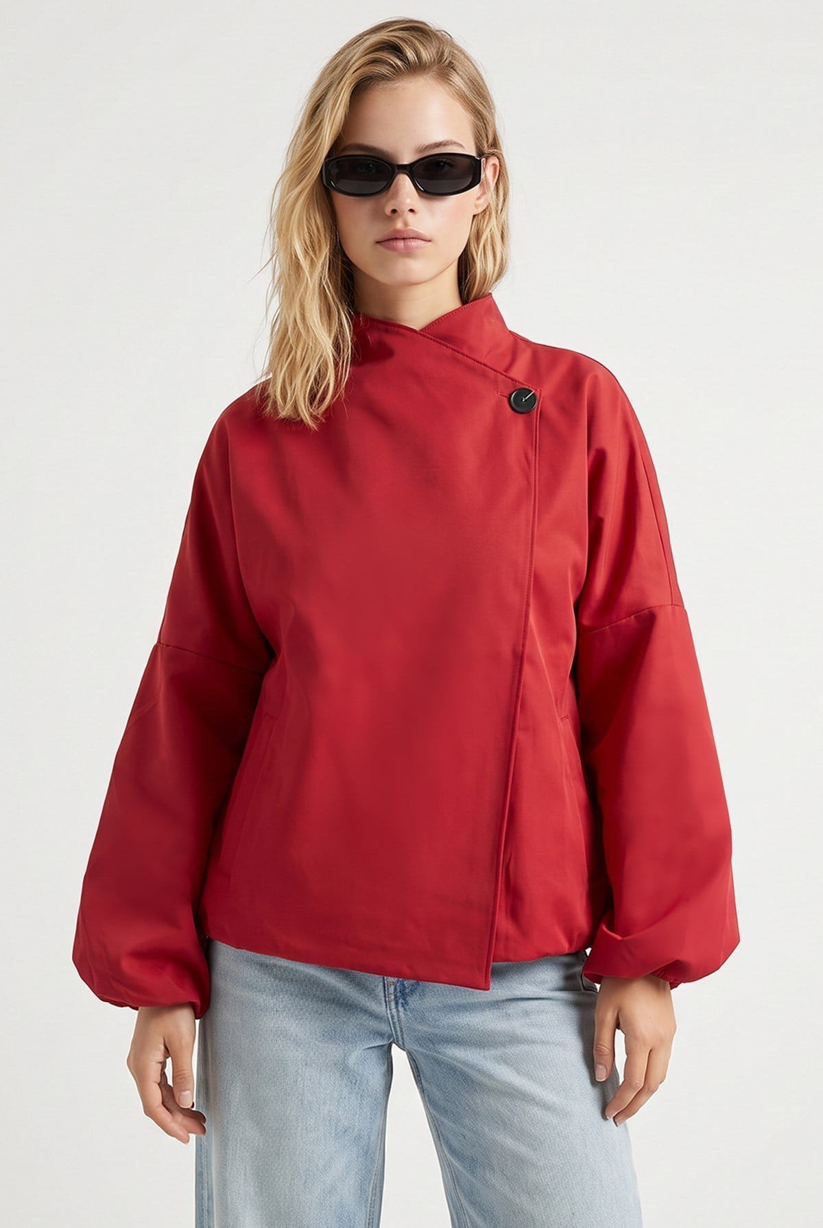 Nar Çiçeği Asimetrik Oversize Trençkot