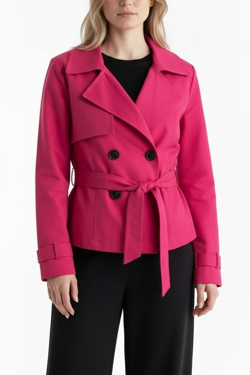 Pembe Astarlı Kısa Trençkot