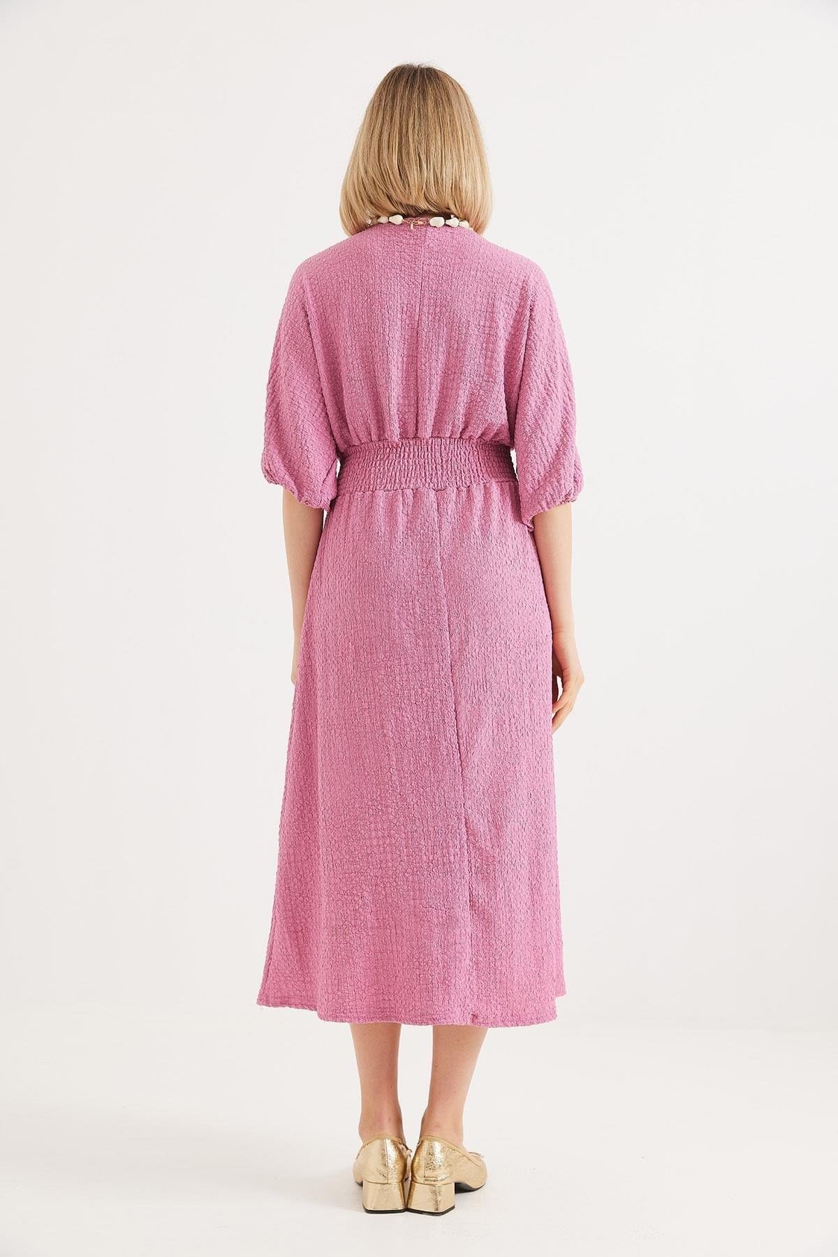 Pembe Beli Gipeli Elbise