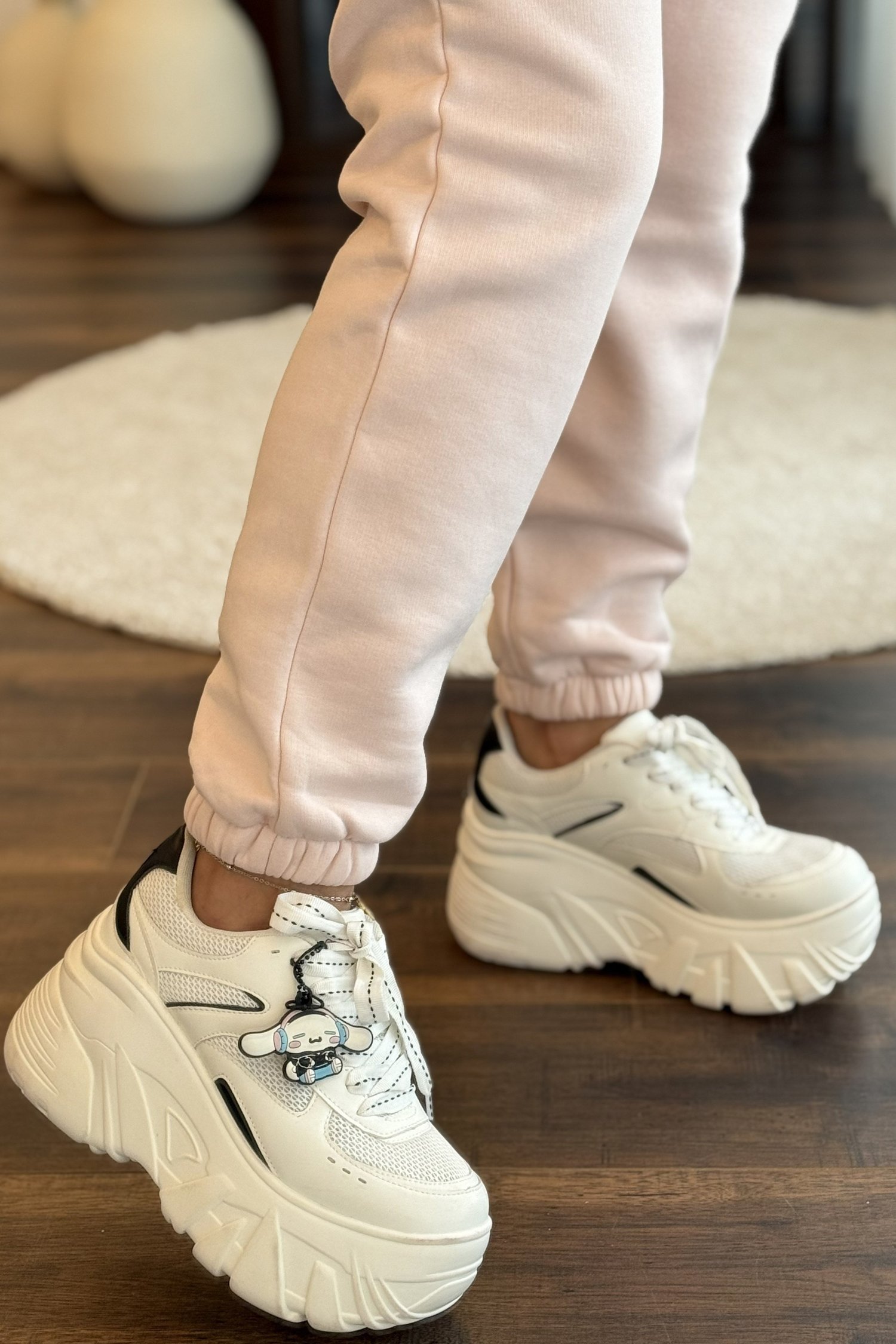 Pembe Beli Lastikli Pantolon