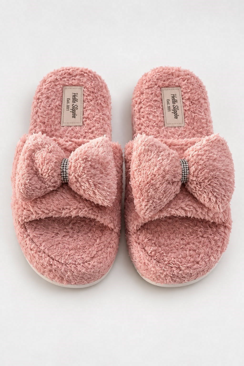 Pembe Fiyonklu Peluş Ev Terliği