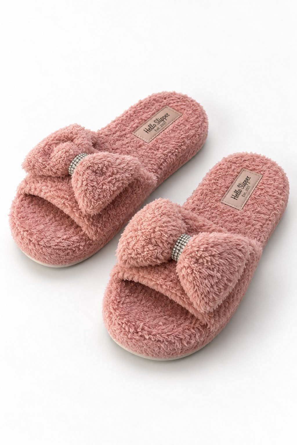 Pembe Fiyonklu Peluş Ev Terliği