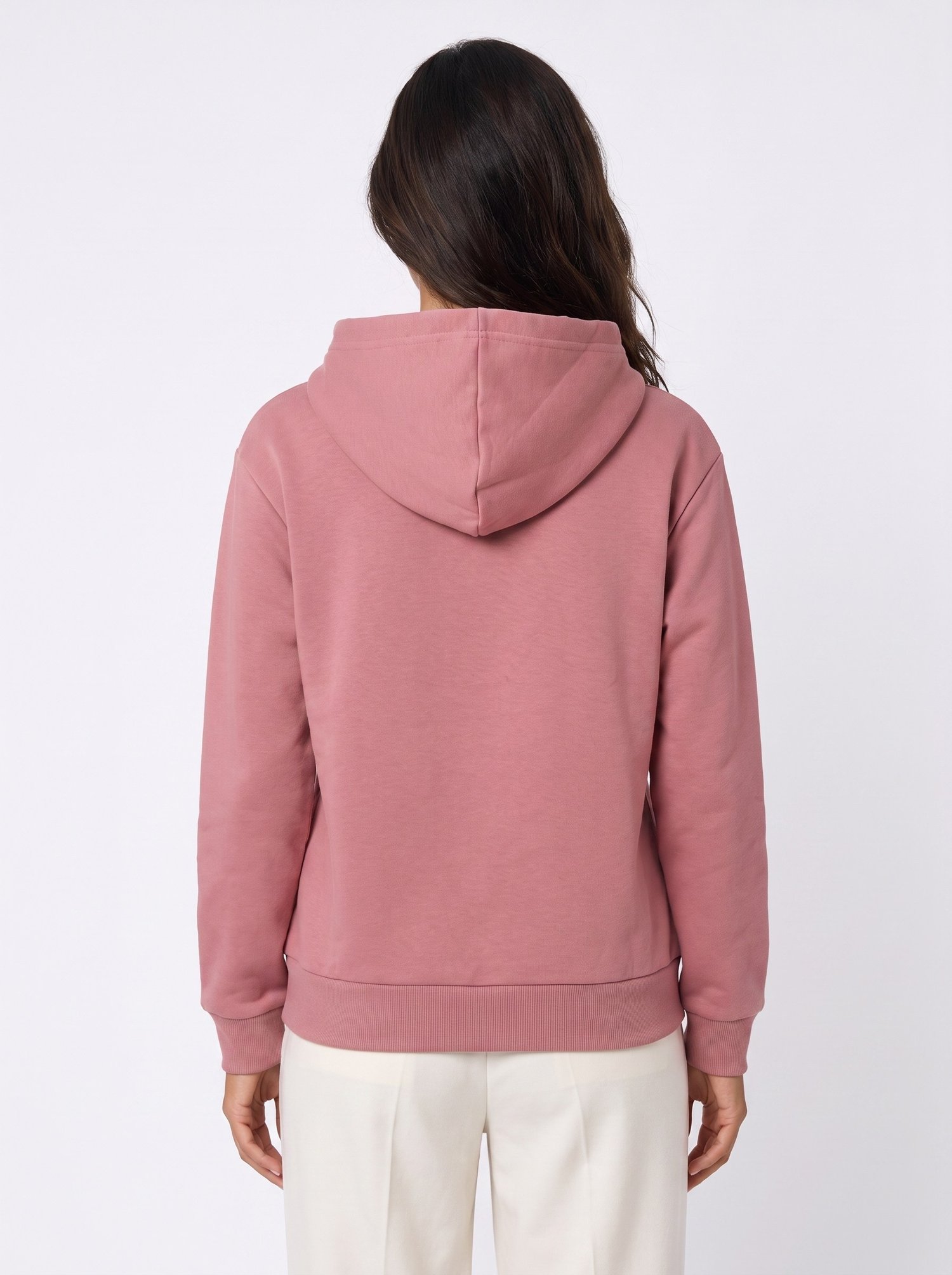 Pembe Kalp Nakışlı Kapüşonlu Sweatshirt