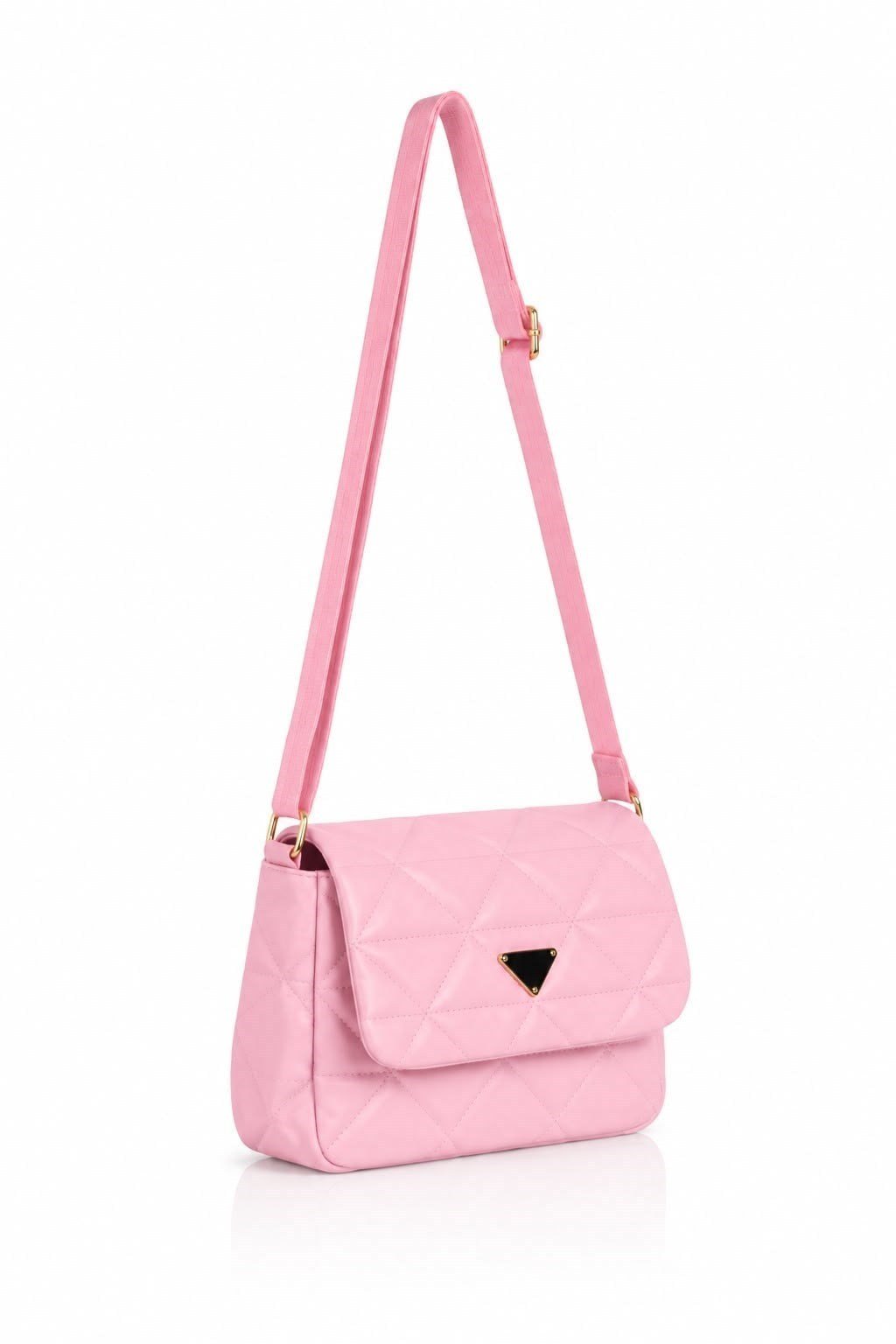 Pembe Kapitone Suni Deri Çanta
