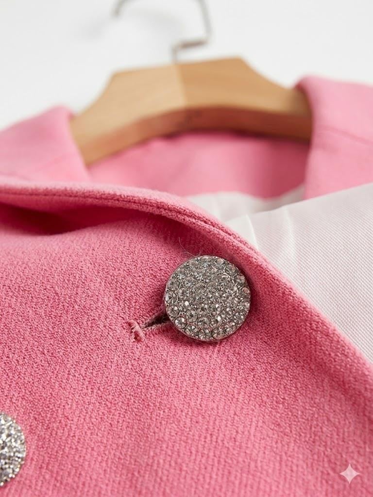 Pembe Kruvaze Yaka Blazer Ceket
