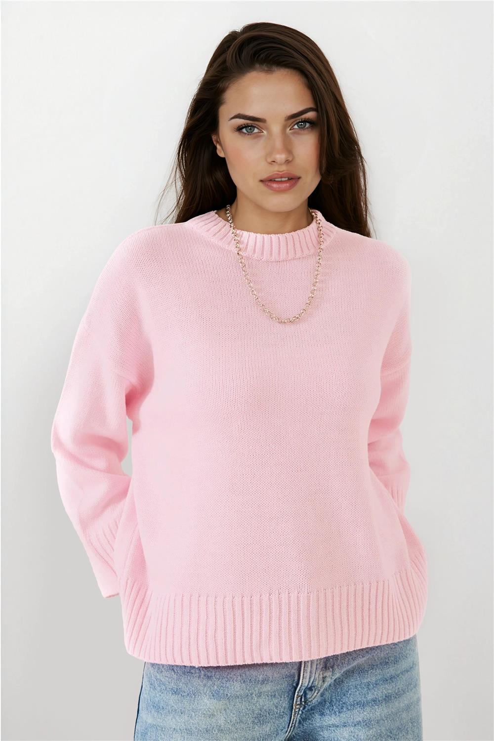 Pembe Oversize Triko Kazak