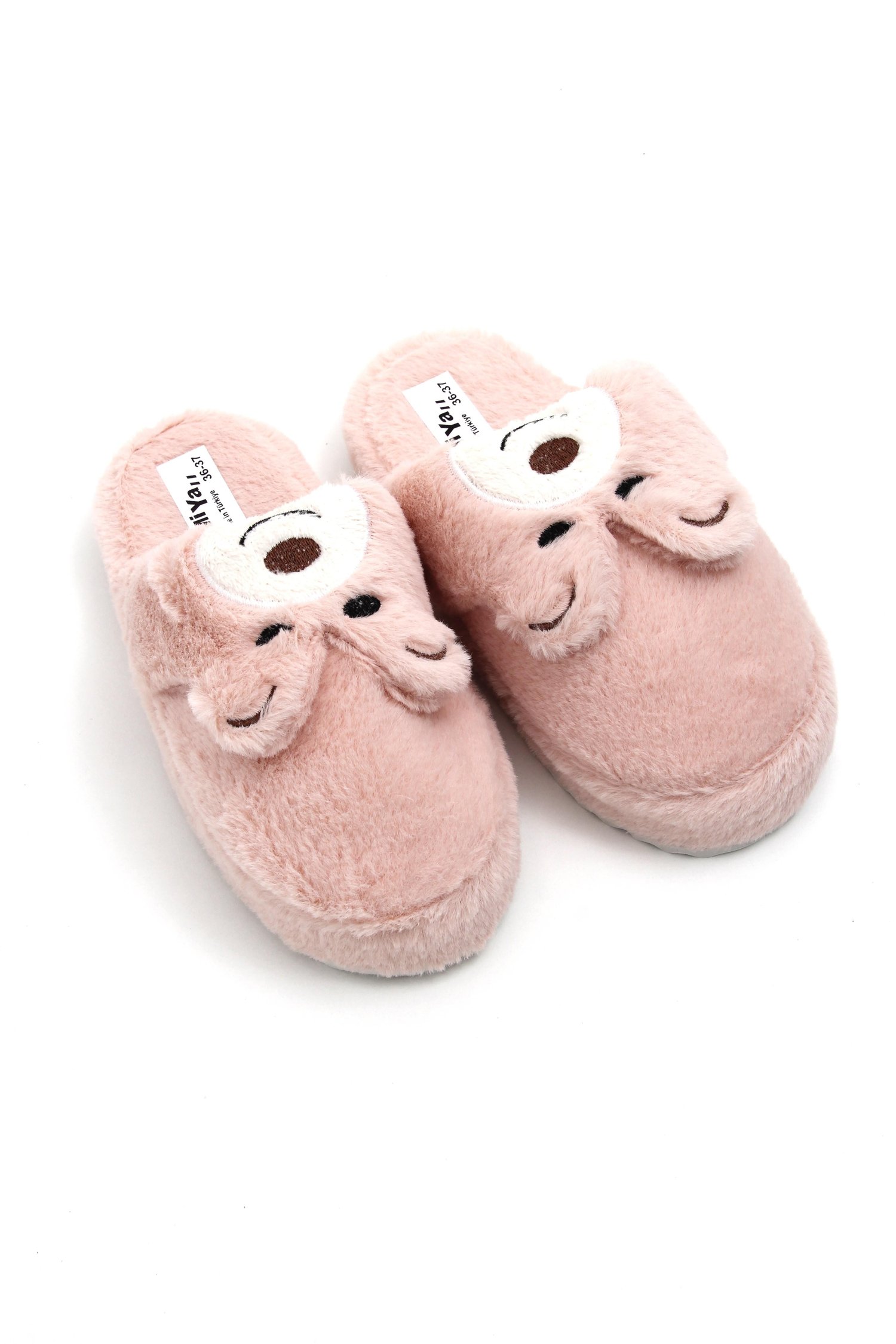 Pembe Peluş Önü Kapalı Terlik