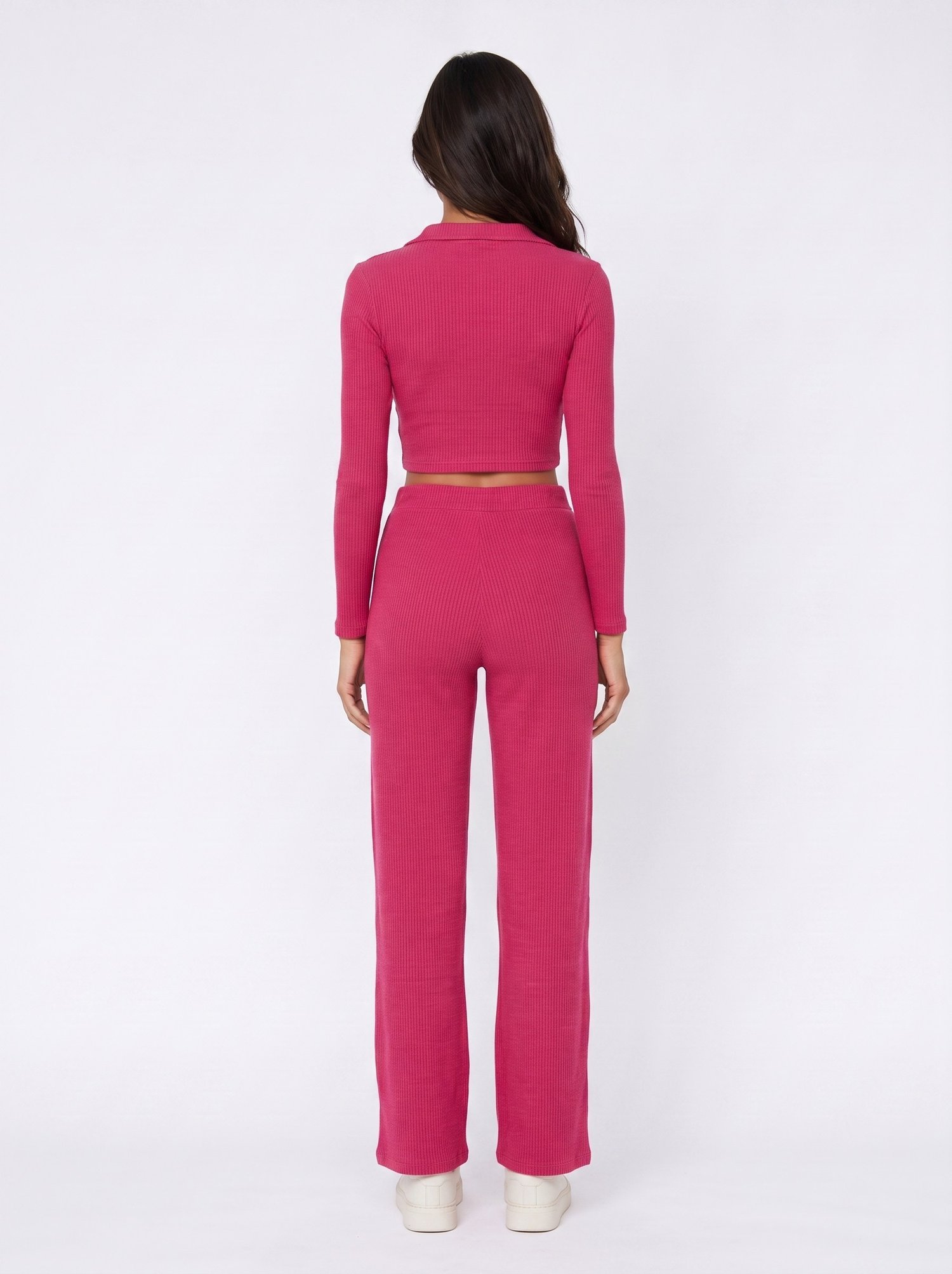 Pembe Polo Yaka Fitilli Takım