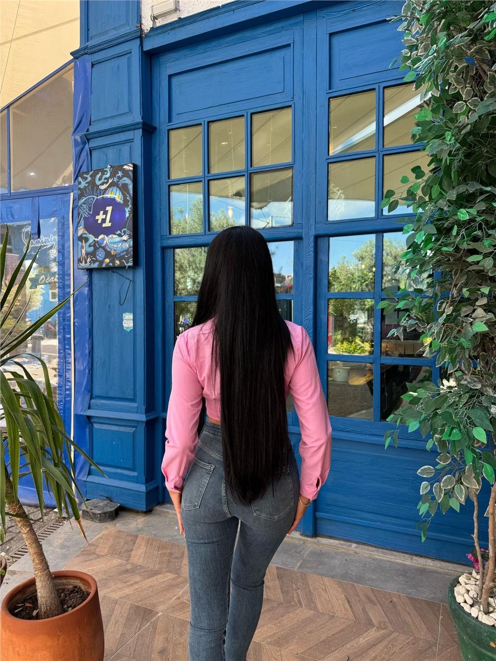 Pembe Polyester Pamuk Parçalı Gömlek