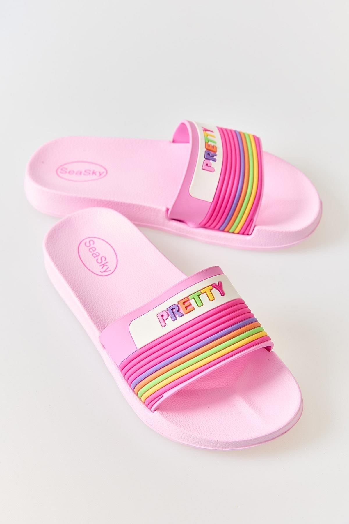 Pembe Renkli Havuz Plaj Terliği