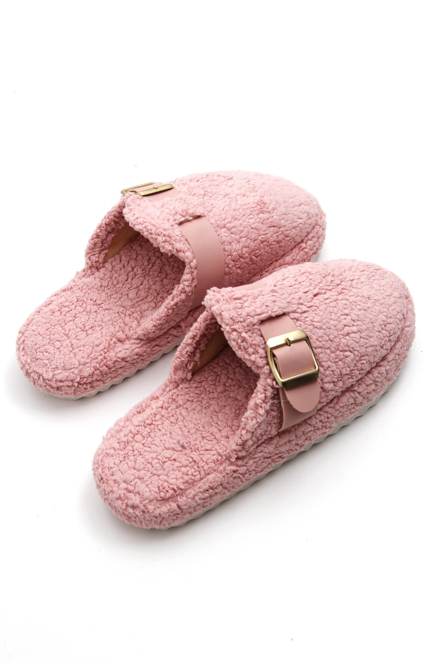 Pembe Tokalı Peluş Ev Terliği