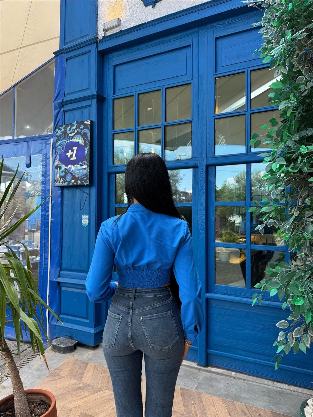 Saks %100 Polyester Parçalı Desenli Gömlek