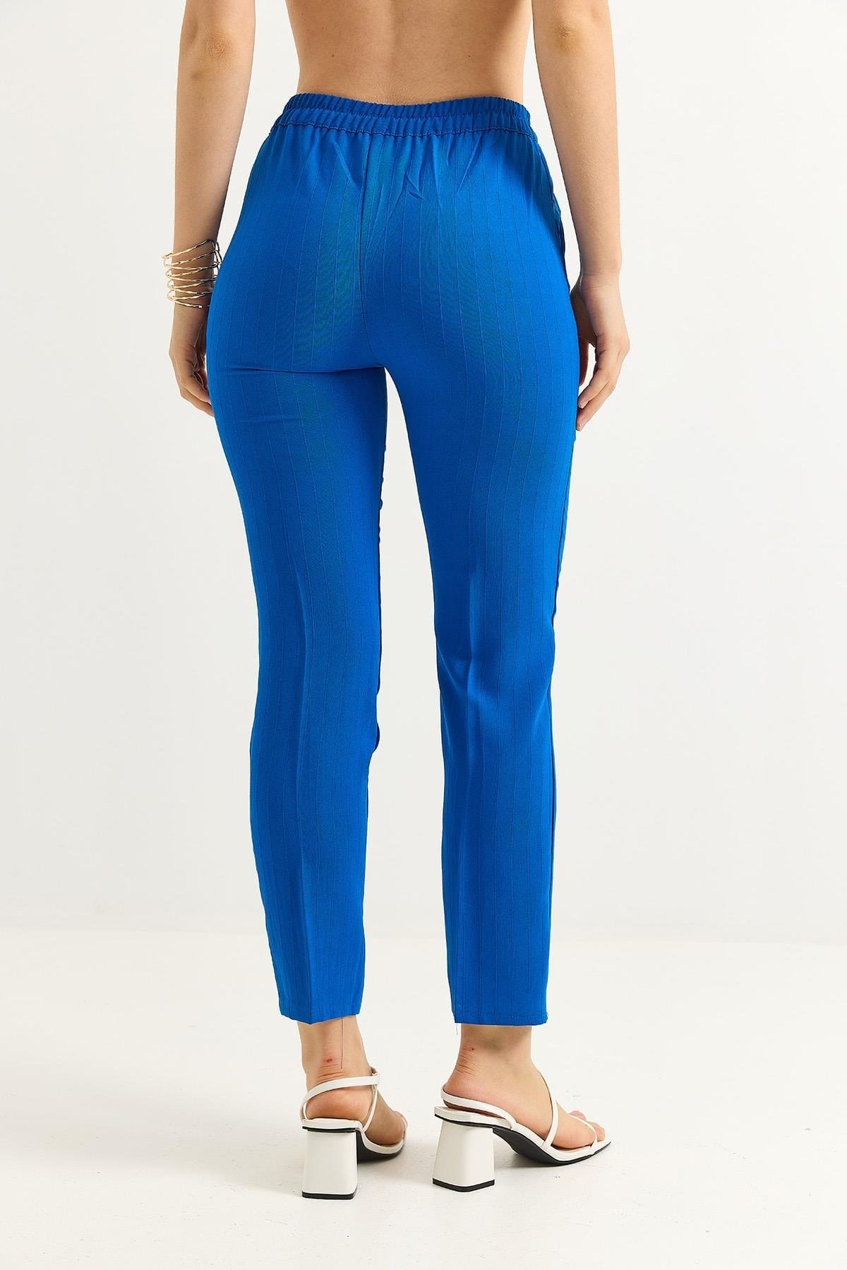 Saks Beli Lastikli Krep Pantolon