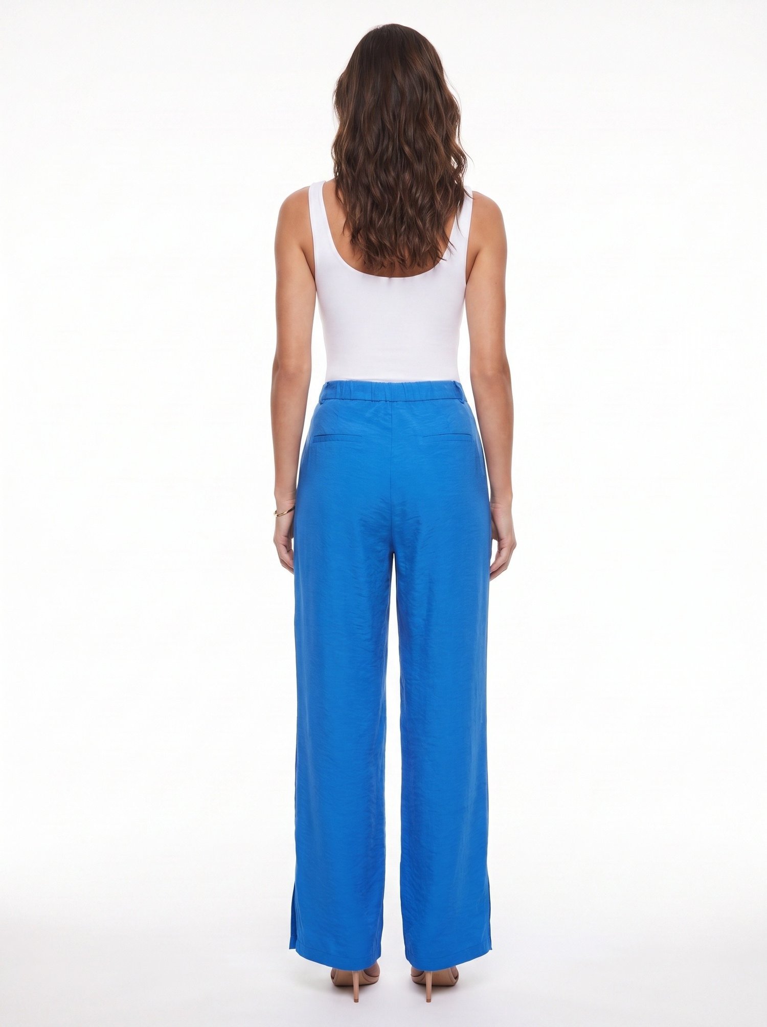 Saks Yırtmaçlı Geniş Paça Pantolon