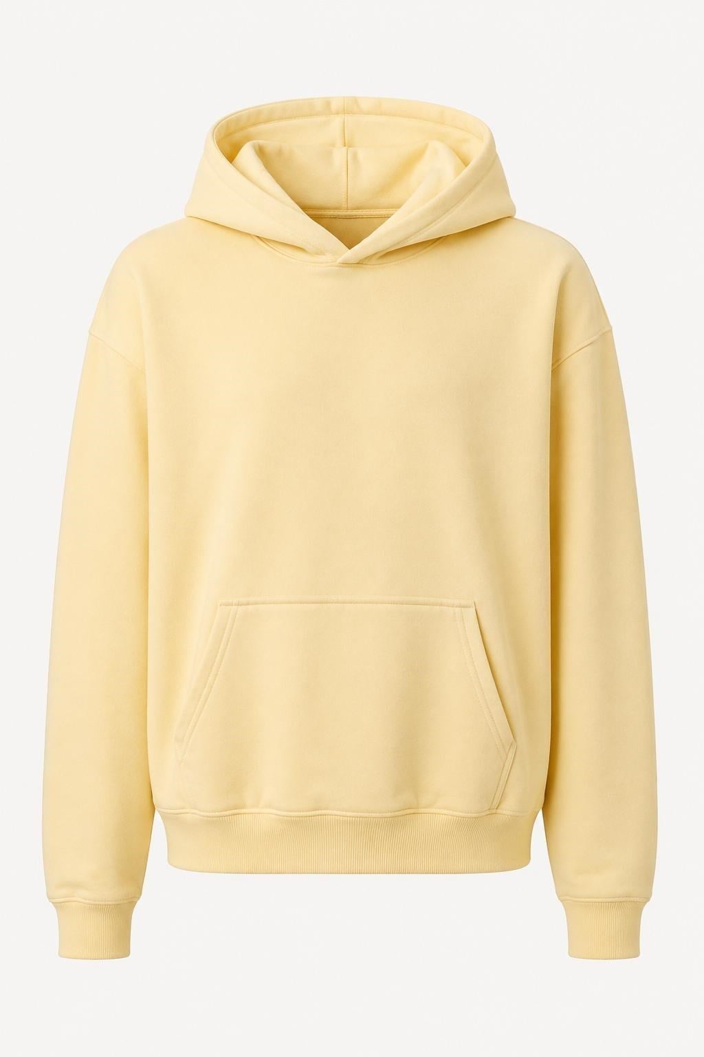 Sarı Kapüşonlu Kanguru Cepli Sweatshirt